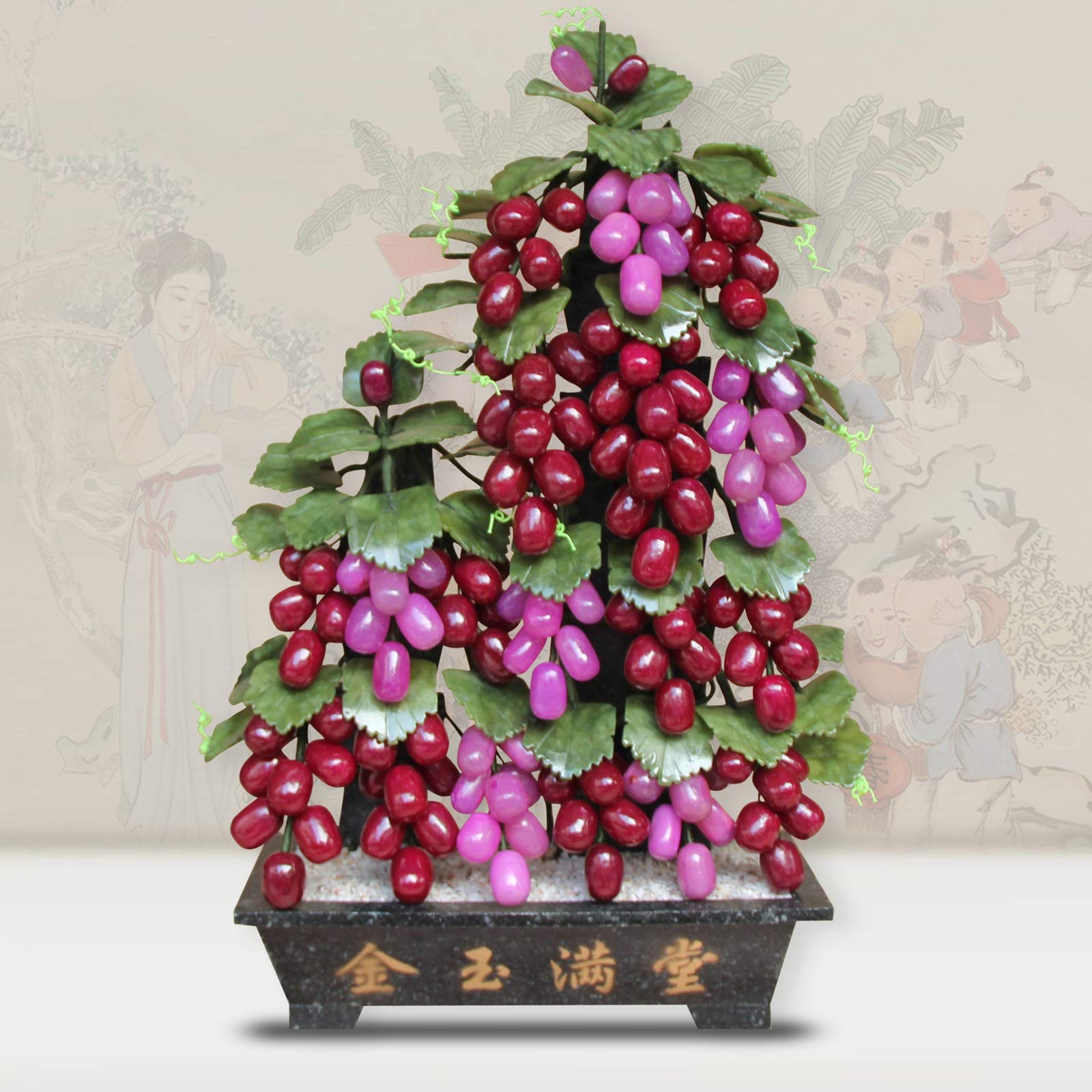 Amazon｜鉢植え造花翡翠盆栽宝石装飾ブドウ装飾オフィスホーム