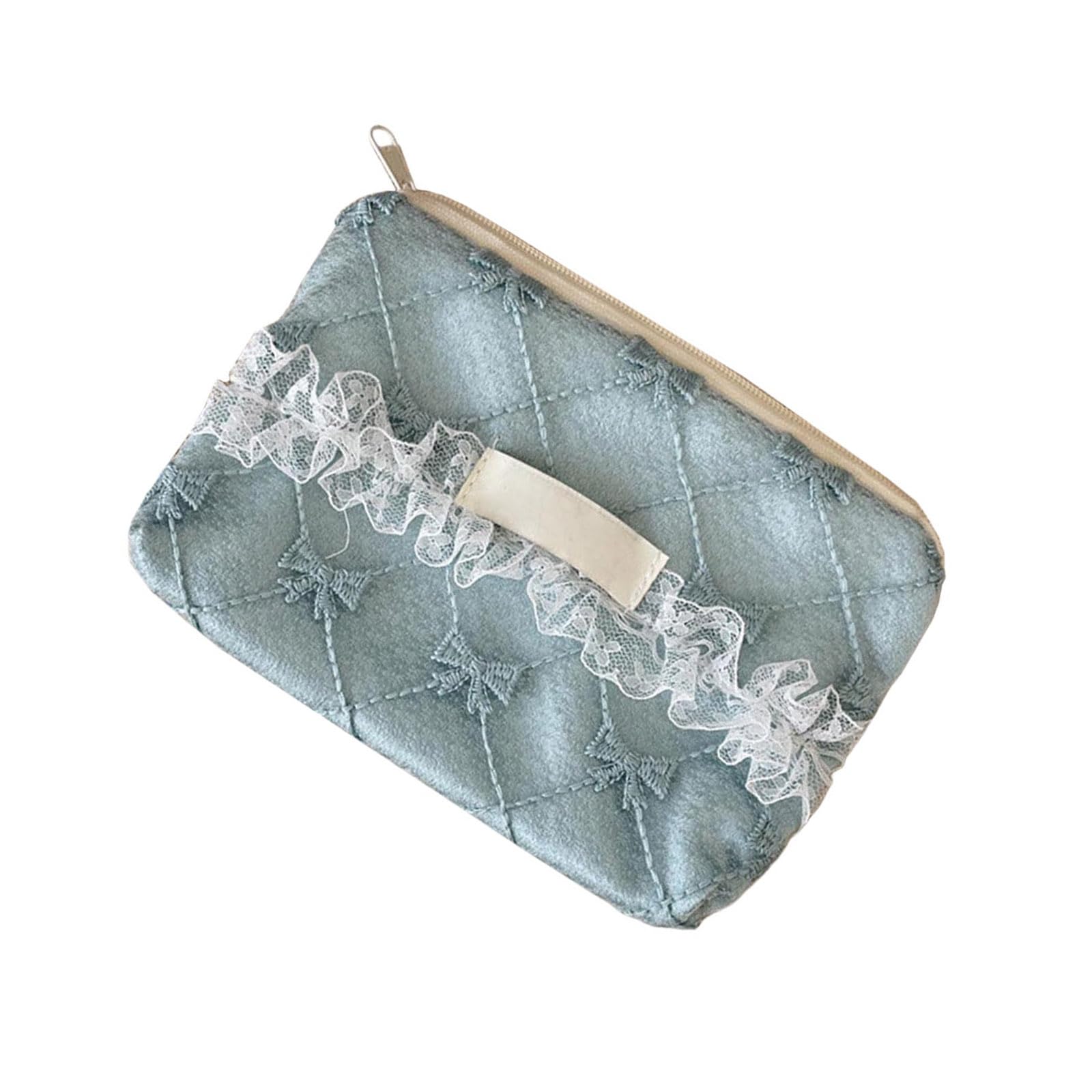 Xjdzineq Floral Coin Purse Polyester Storage Container for Keys Cosmetics Travel Essential Portable Organiser Bag Lace Embellished Coin Organiser
