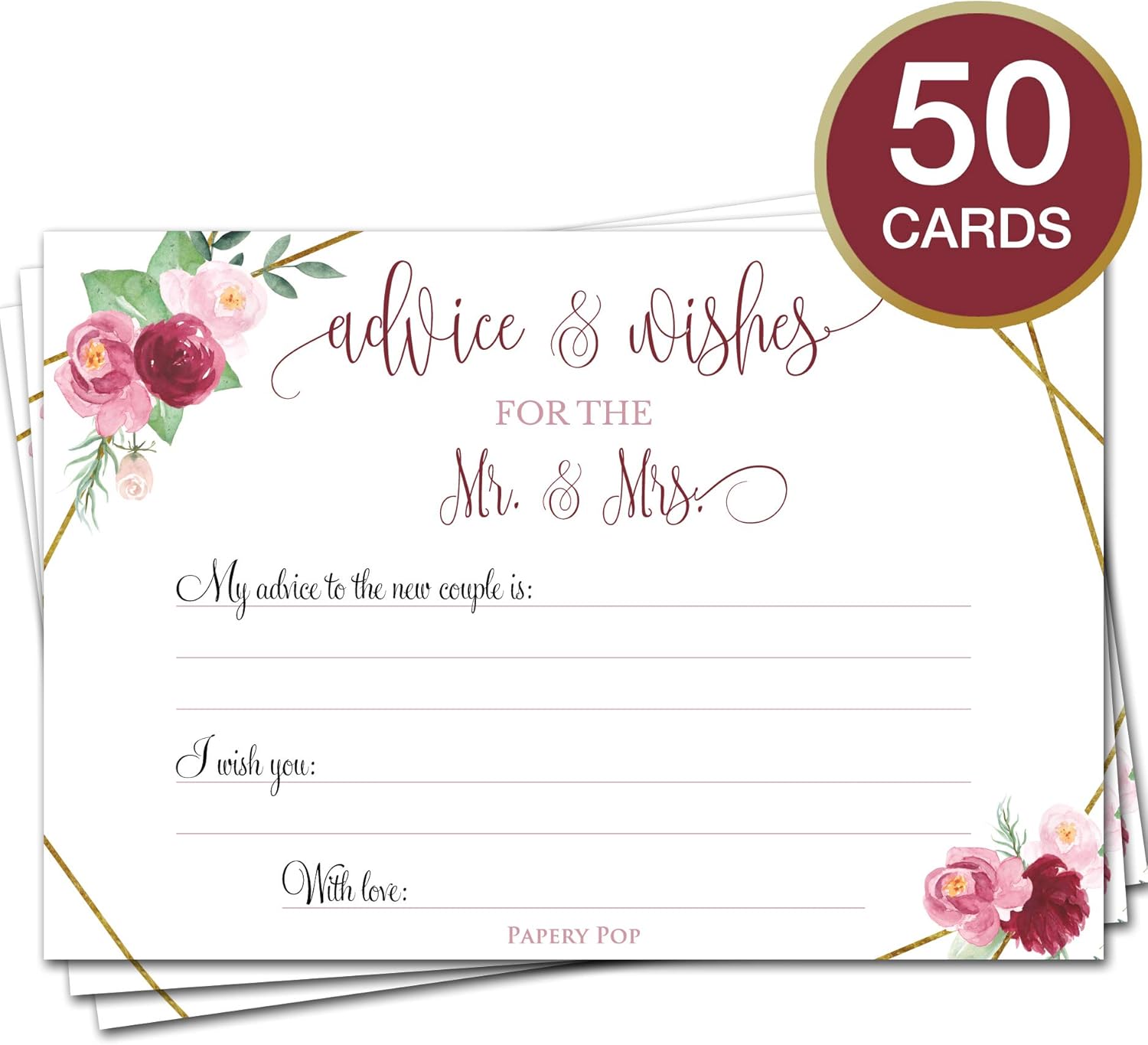 Bridal Shower Games - Wedding Shower Games - Set of 5 Activities - (50 Cards Each, 250 Total) - Bridal Shower Supplies - Rose Gold: Toys & Games