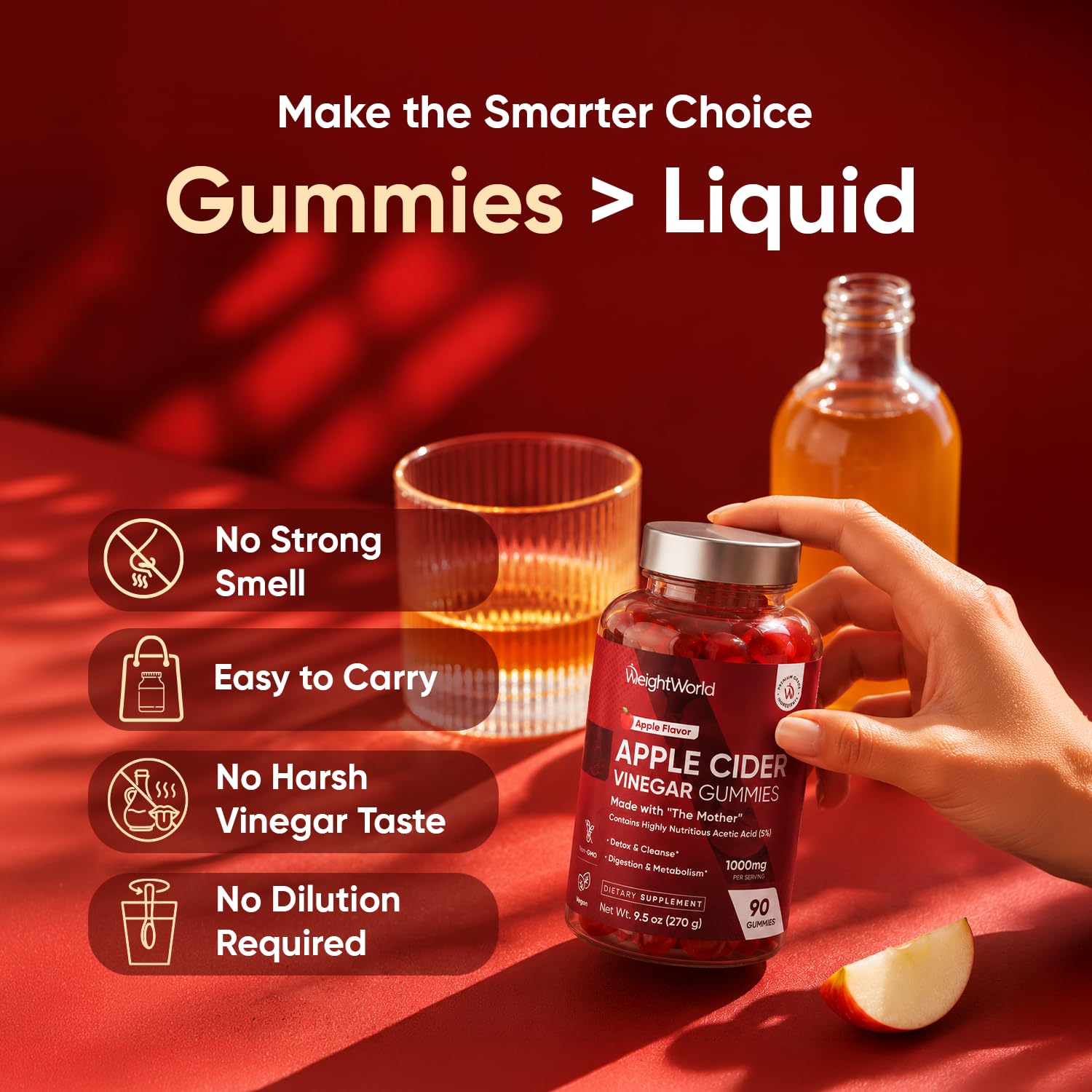 WeightWorld Apple Cider Vinegar Gummies with Mother 1000mg | 45 Days Supply — Amazon image 12