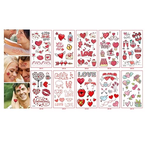 Dzrige 20 hojas de calcomanĂas de tatuaje de corazĂłn para el dĂa de San ValentĂn, calcomanĂas románticas de tatuajes para parejas, corazones rojos, Dzrige 20 hojas de calcomanĂas de tatuaje de corazĂłn para el dĂa de San ValentĂn, calcomanĂas románticas de tatuajes para parejas, corazones rojos,