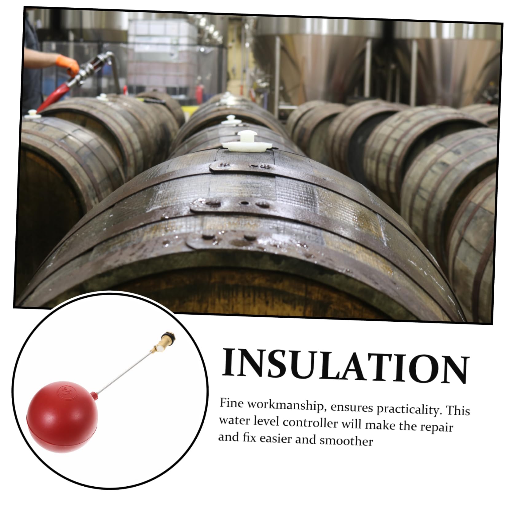 VILLFUL 1pc Float Valve Water Level Control Valve Water Tank Automatic Valve Water Tower Valve Control Water Level Control Ball Floats Floating Water Level Red Tank Stainless Steel Orange