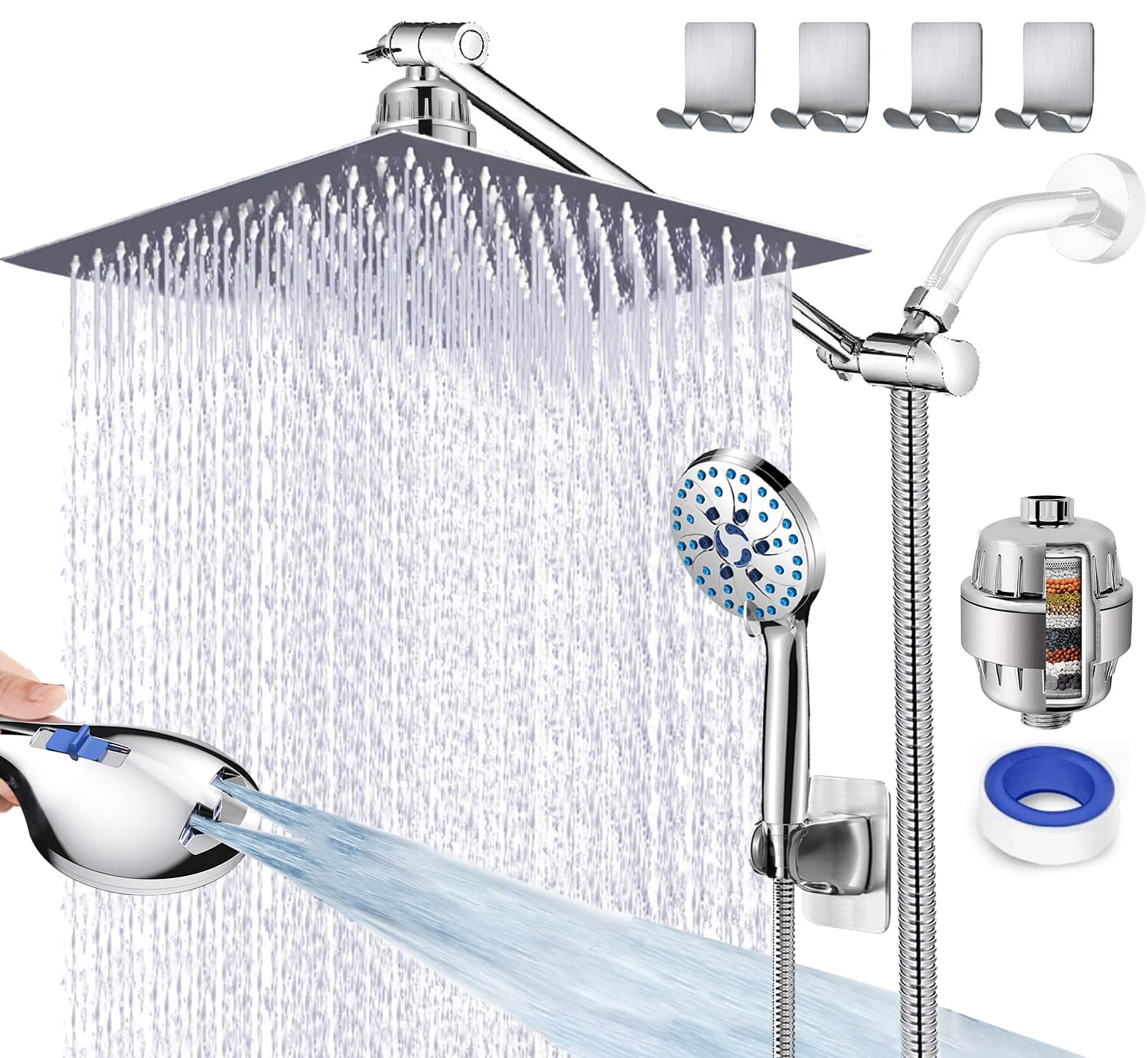 Soffione doccia tondo 25 cm Soffione doccia a pioggia, acciaio inox 304
