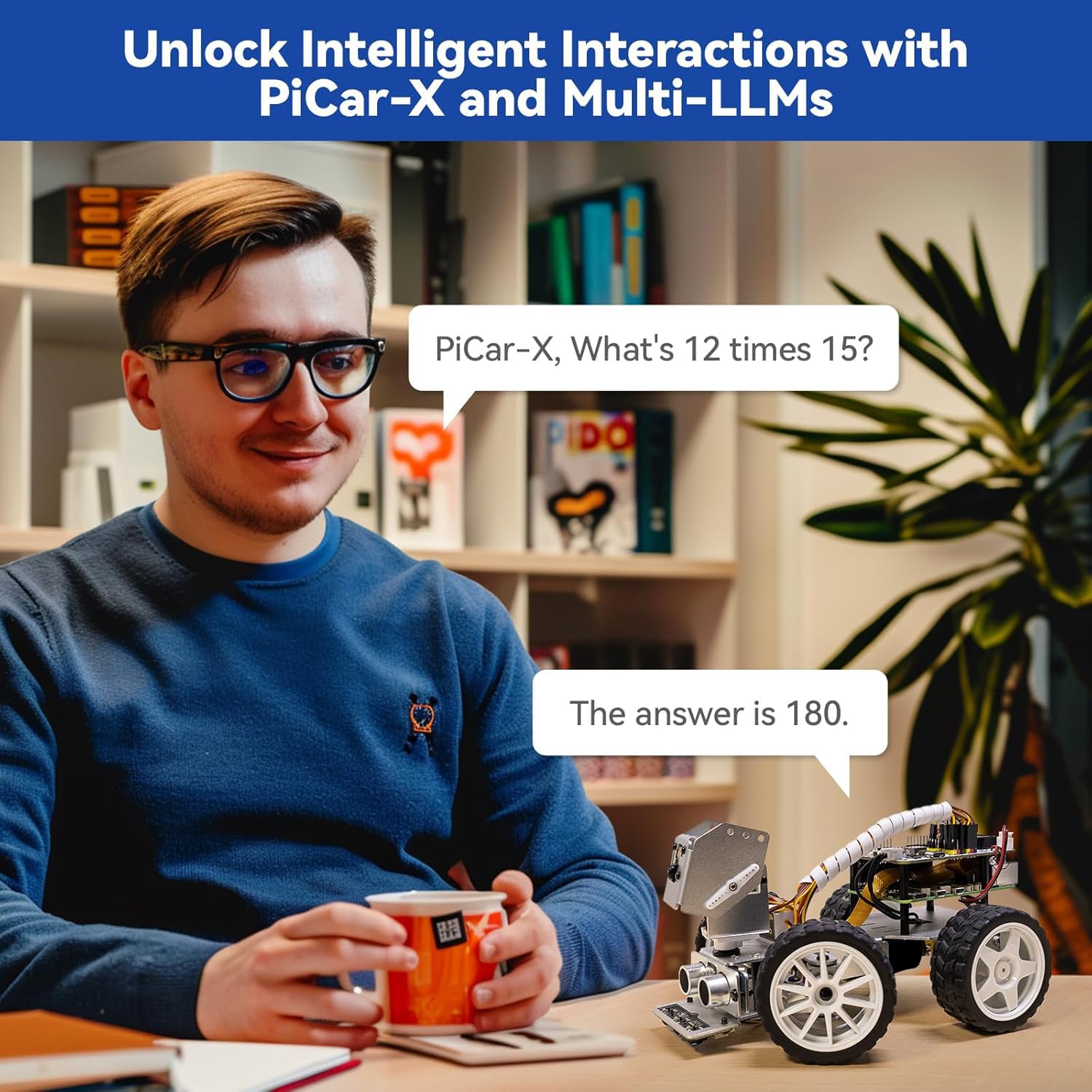 SunFounder Picar-X AI Robot inteligentny zestaw samochodowy do Raspberry Pi 5/4/3B+/Zero 2w, Openclaw LLMs ChatGPT/Gemini/Grok, rozpoznawanie głosu i wideo, Python, zarysowania, aparat (RPI nie jest