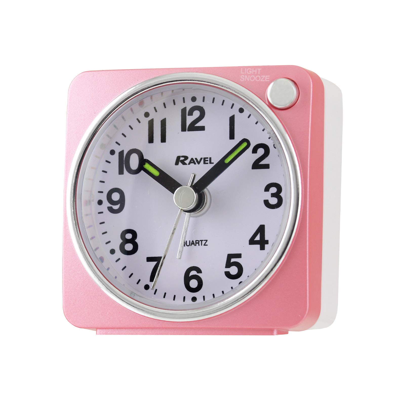 Ravel - Longford Mini Travel Quartz Alarm Clock - Pink/White