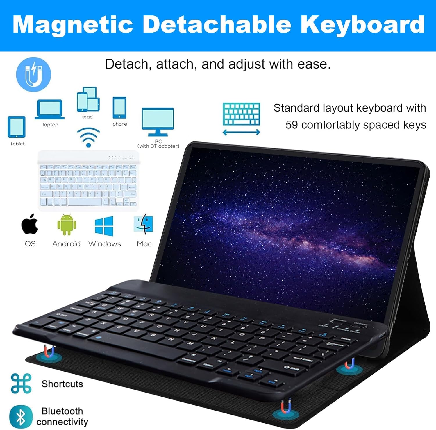 Case for Amazon Kindle Fire HD 10 & 10 Plus Tablet (13th/11th Generation, 2023/2021 Release) 10.1" with Keyboard,Detachable Wireless Bluetooth Keyboard&Slim Folding Stand,Cute Butterfly