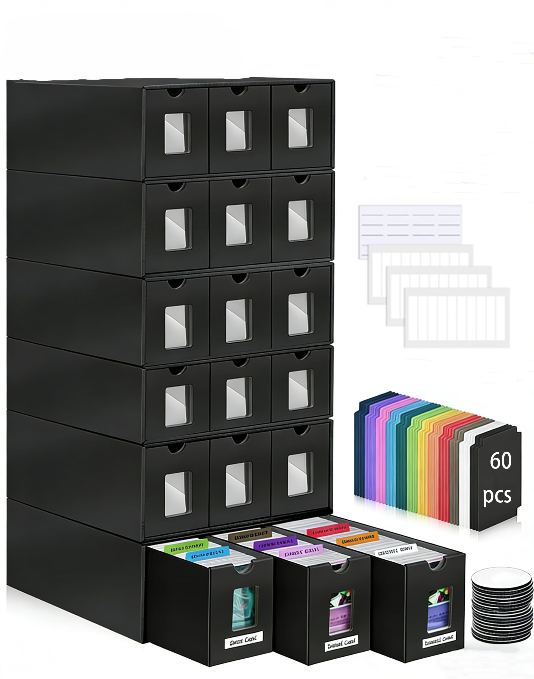 Scatola per Carte da Collezione per 18000+ carte,Box Porta Mazzo per Carte MTG con 60 Divisori Etichette e Nastro Adesivo, Trading Card Box, Porta Carte per TCG, MTG, PTCG Carte