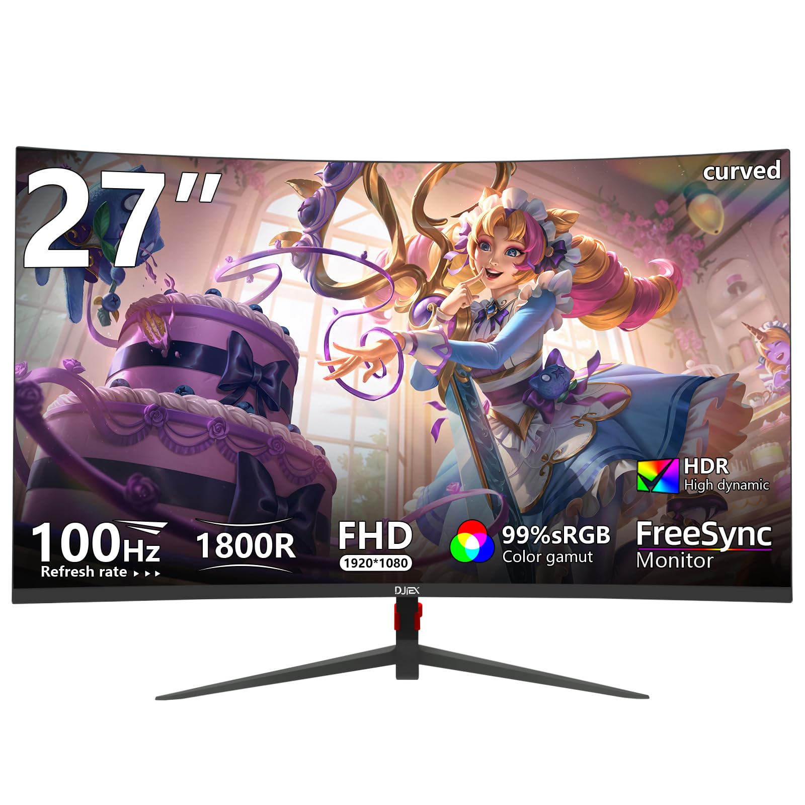 Amazon.com: DJiEX 27 inch Curved Monitor 100Hz Computer MonitorFHD