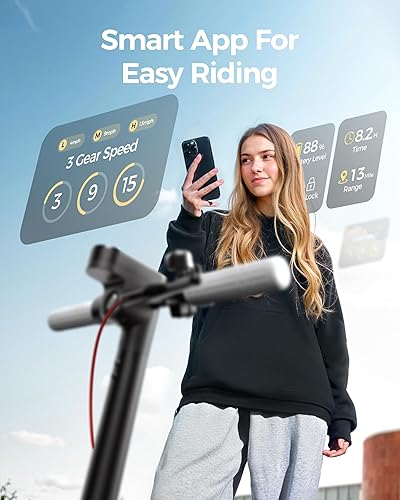 Miniatura 6 de Scooter eléctrico A1C, scooter de suspensión delantera, neumáticos sólidos 8.5, motor de 300 W, control inteligente de aplicación, 15.5 MPH,