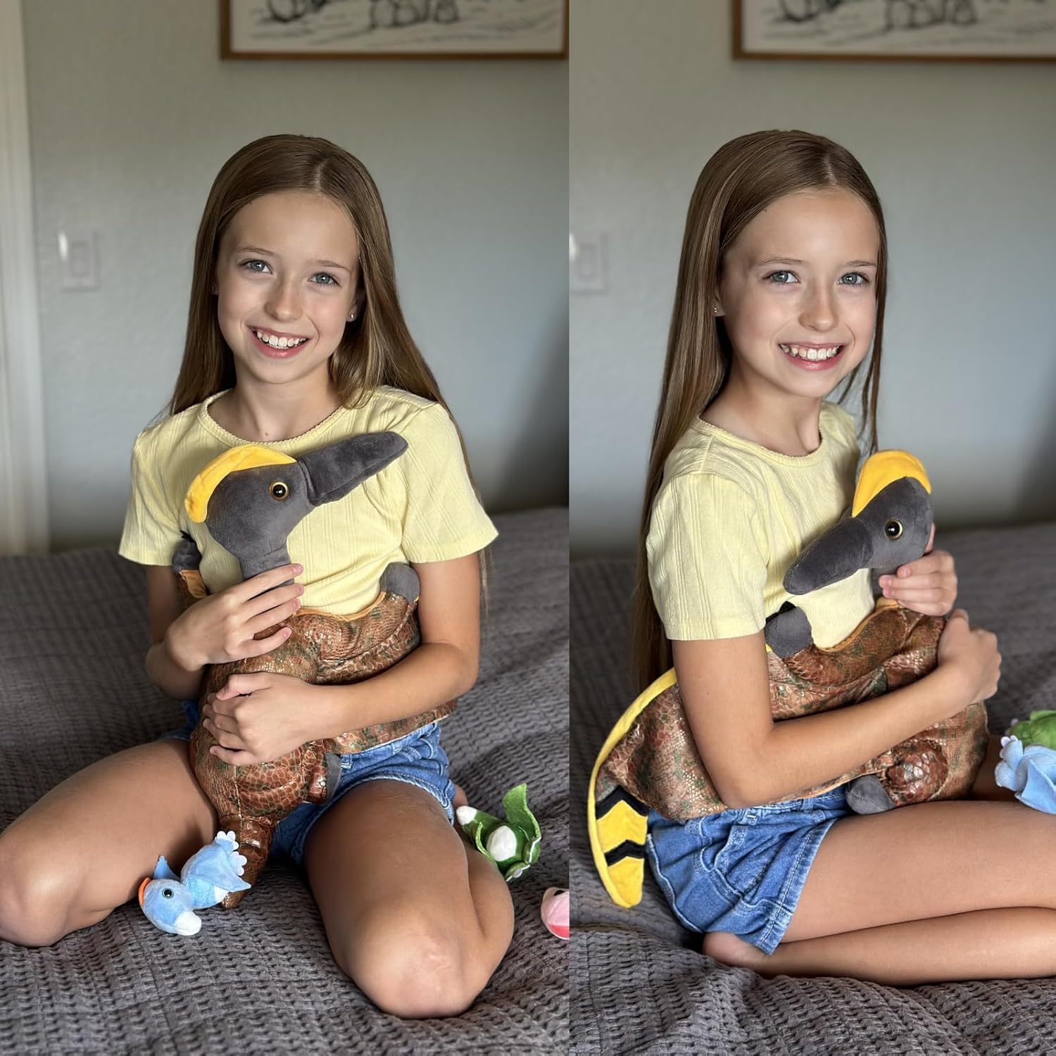 MaoGoLan 4 Pcs Pterodactyl Stuffed Animal with 3 Babies Inside Belly, 37 inch Pterodactyl Plush for Kids Giant Dinosaur Toy Dino Squad Party Favors Decorations Christmas