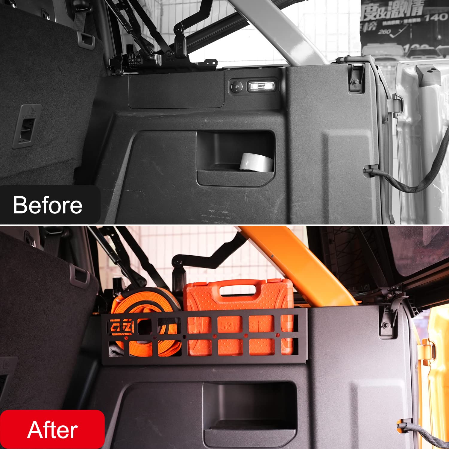 ITrims Trunk Organizer, Rear Cargo Racks, Hanging Modular Storage Basket Panel, Black Aluminum Alloy Boards Organizer Kit for Ford Bronco 2021 2022 2023 Interior Luggage Carrier (Storage Frame Box)