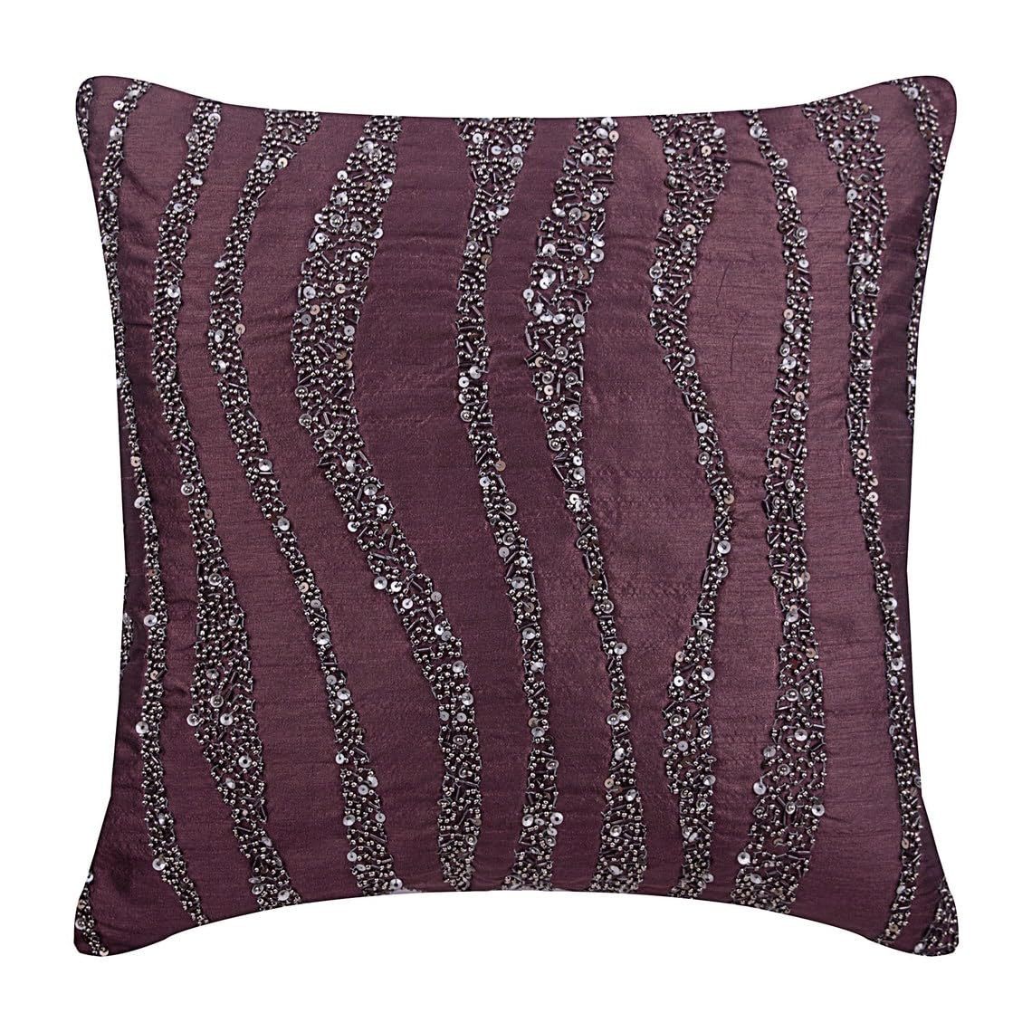 The HomeCentric Decorative Cushion Covers 50 x 50 cm Purple, Silk Throw Cushion Covers, Cushion Covers, Modern Throw Pillow Covers - Purple Ripples โ image 1