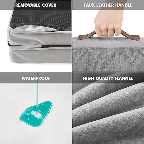 Miniatura 6 de Friends Forever Cama ortopédica para perros medianos, sofá cama para perro de espuma viscoelástica impermeable M con funda extraíble lavable, color