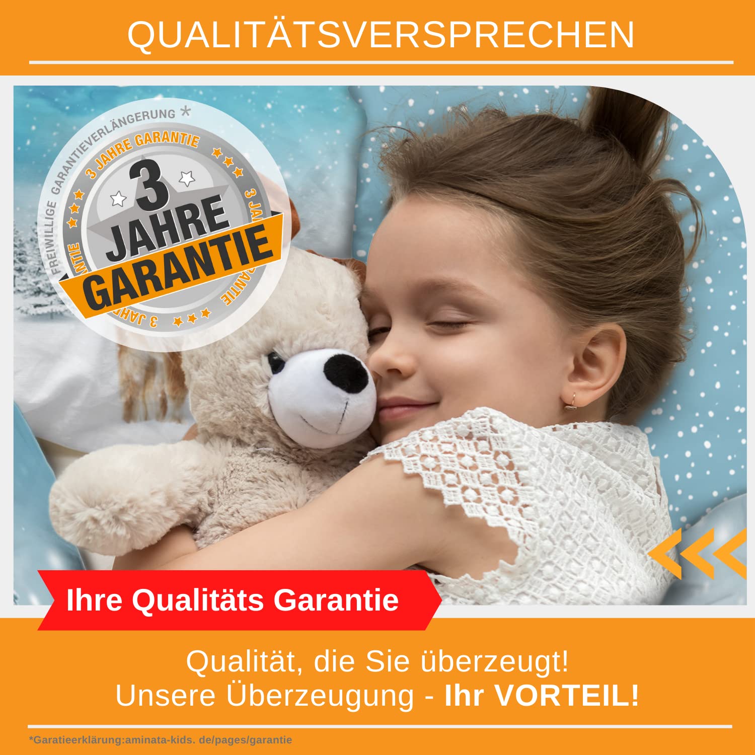 Aminata kids Biber Bettwäsche 135x200 Kinder Pferde-Motiv Mädchen 100% Baumwolle, Marken-Reißverschluss, Kinder-Wende-Bettwäsche-Set Pony im Schnee