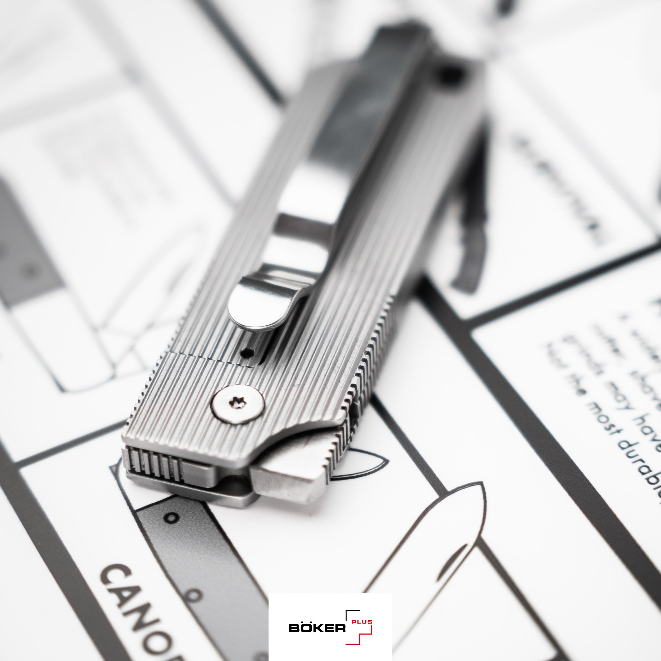 BÖKER PLUS® BabyX Flipper Steel - Mini couteau de poche EDC à roulement à billes avec lame D2 Sheepfoot - Petit couteau pliant à une main avec poignée en acier inoxydable et clip - Couteau de poche