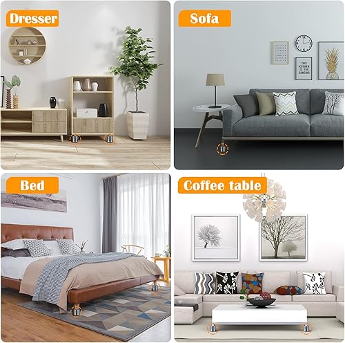 Miniatura 7 de Neidea - Elevadores de cama de 1.57 pulgadas, resistentes, elevadores de cama de metal, autoadhesivos, patas de muebles de altura ajustable para