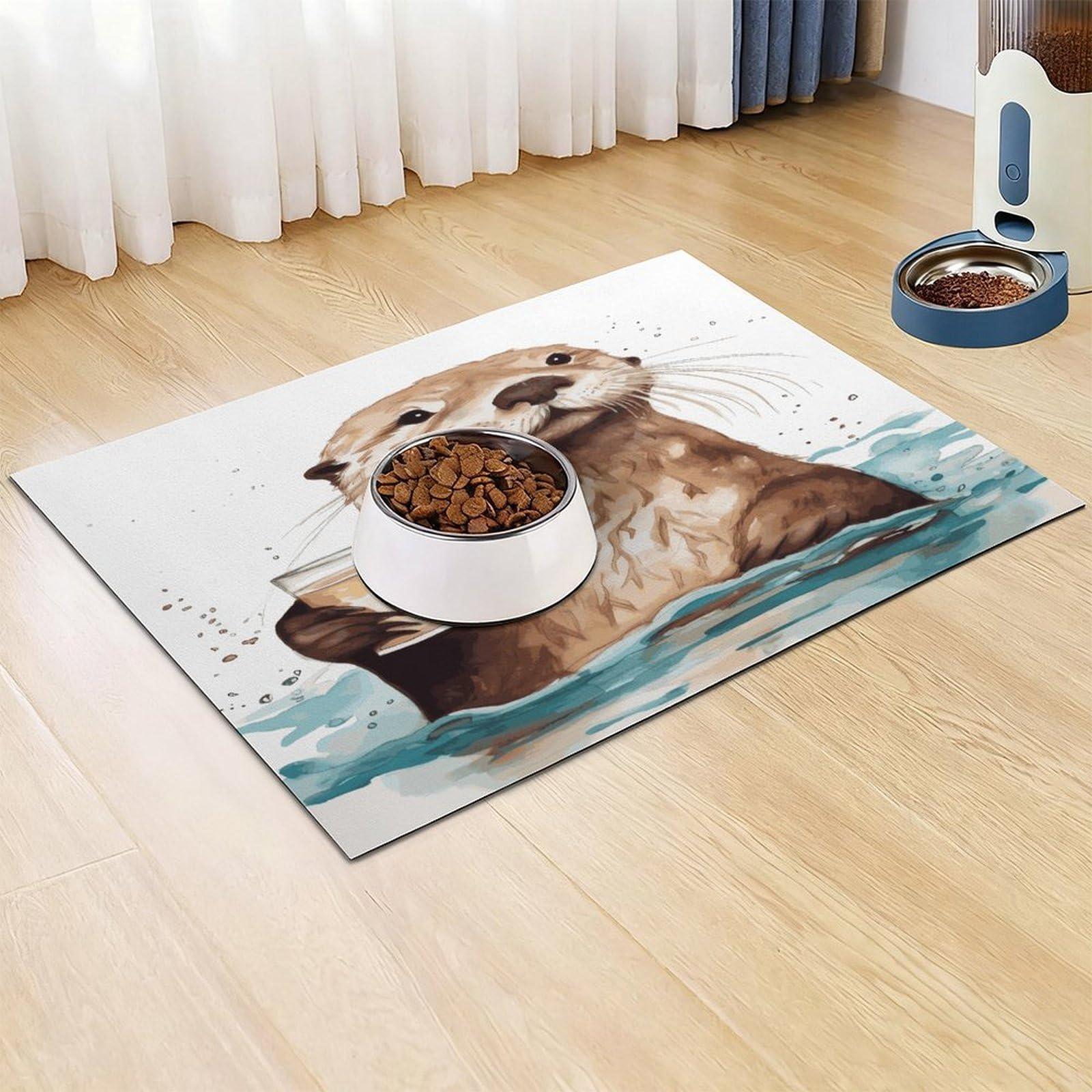 Tapis de nourriture pour chat en loutre de mer – Tapis d'alimentation antidérapant pour chien facile à nettoyer pour la nourriture et l'eau, tapis de gamelle pour chien et chat, 61 x 81,3 cm