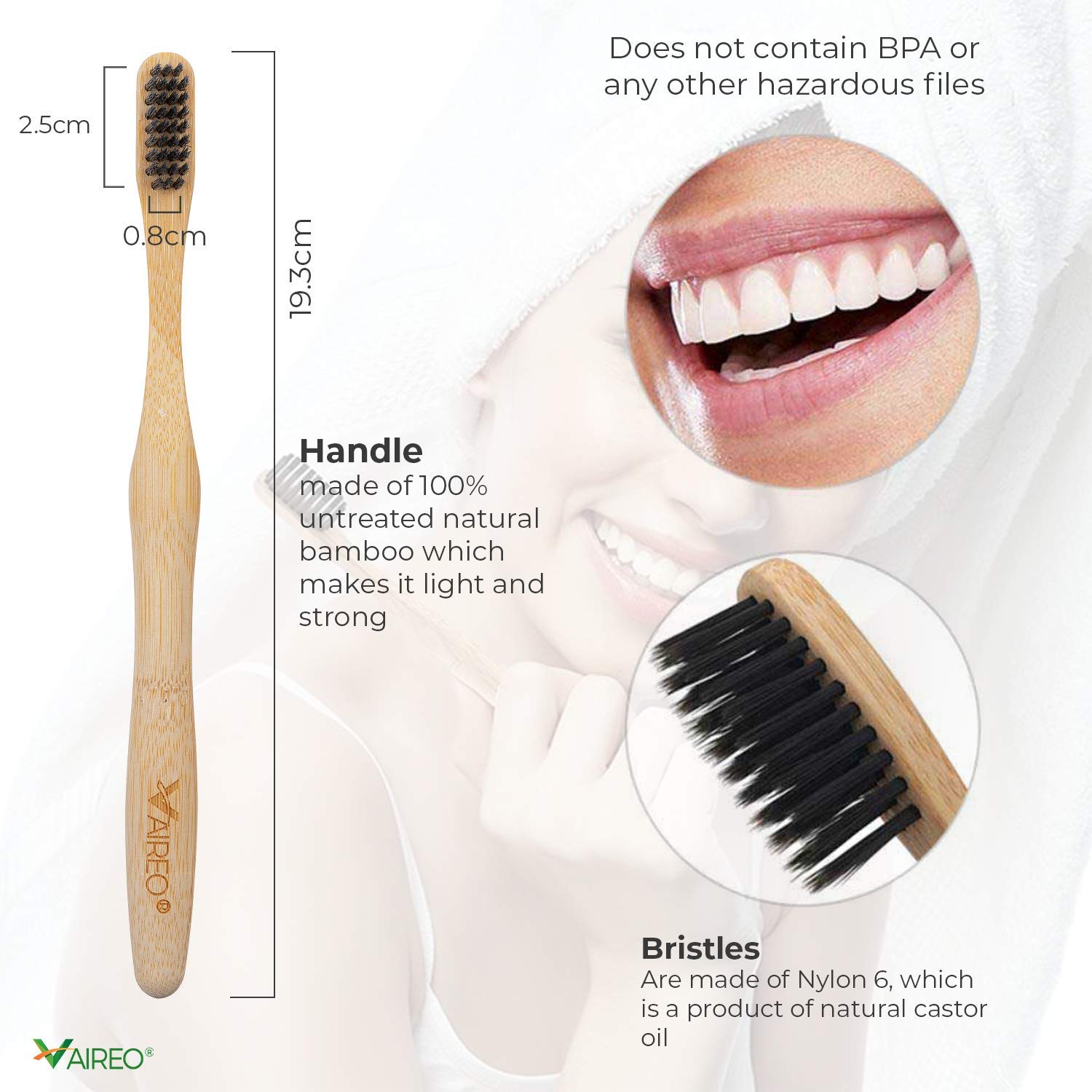 Hоttеѕt Sаlеѕ Vaireo Bamboo Eco Friendly Wooden Toothbrushes – Safe Infused Charcoal Ergonomics Handle Biodegradable Non Plastic Bristles Recyclable Sustainable Organic Natural (Adult Charcoal 3 Pack)