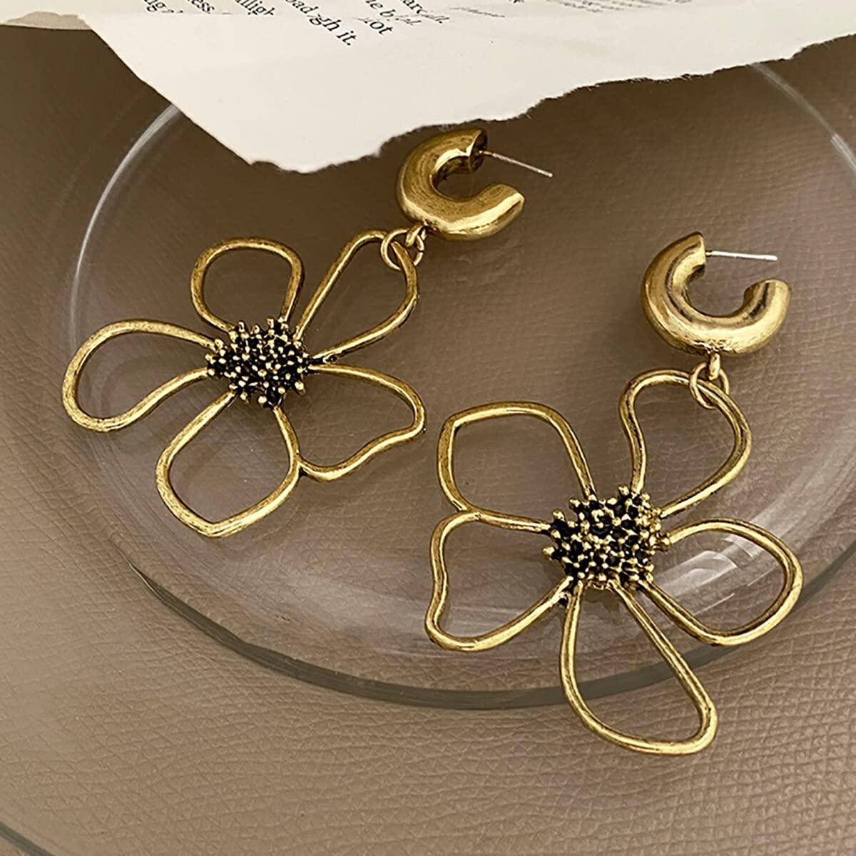 Boucles D'oreilles Pendantes En Forme De Fleur, Plaquées Or De Haute Qualité, Bijoux Tendance, Personnalisées, Pour Femmes