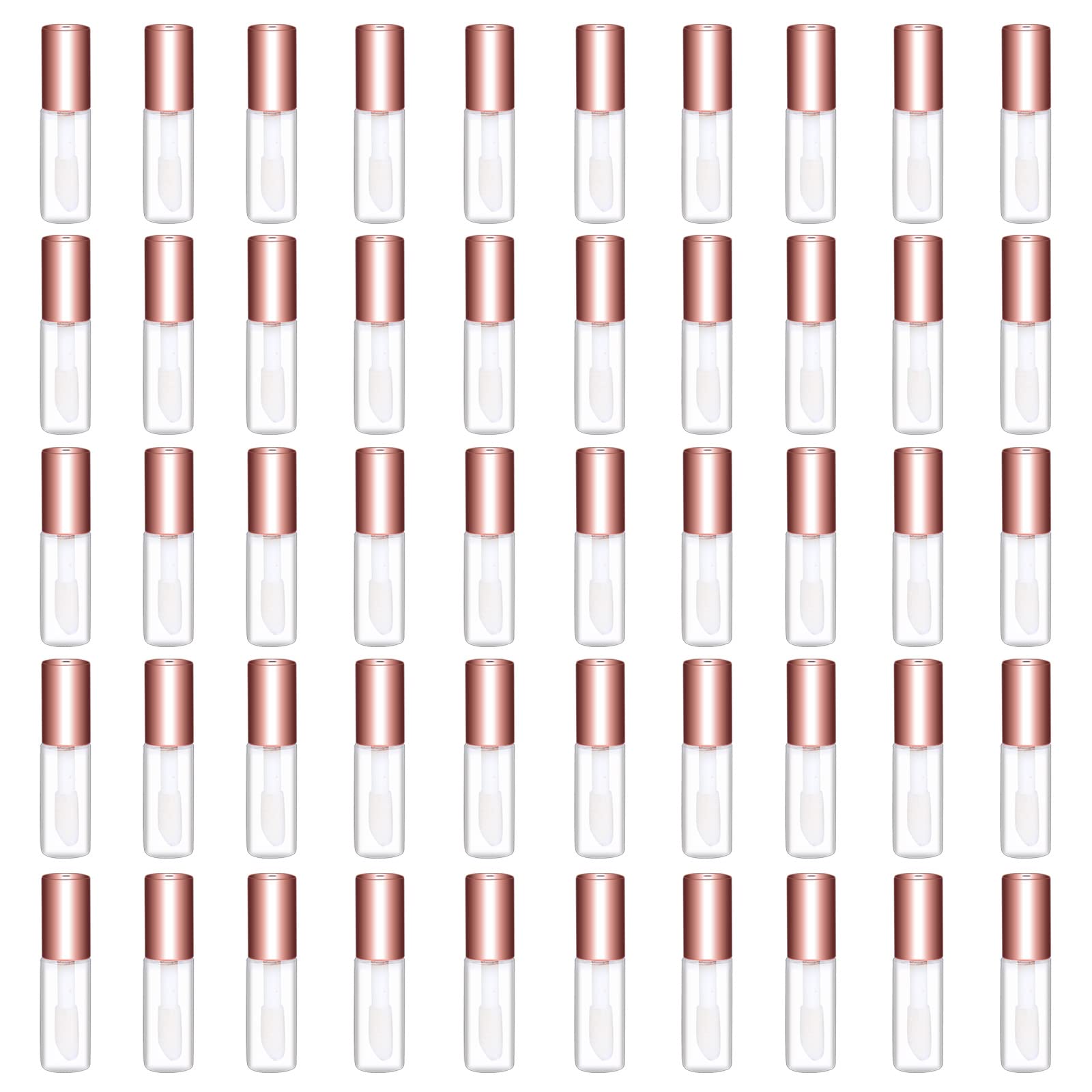 Mydio 50 Pack 1.2ML Clear Mini Lip Gloss Tube Empty Lip Balm Containers With Rose Gold Lid for Lipstick (Rose Gold)