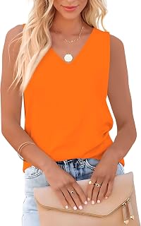 Womens Sleeveless V Neck Tank Tops Summer Camisole Blouses Casual Basic Tank Shirt