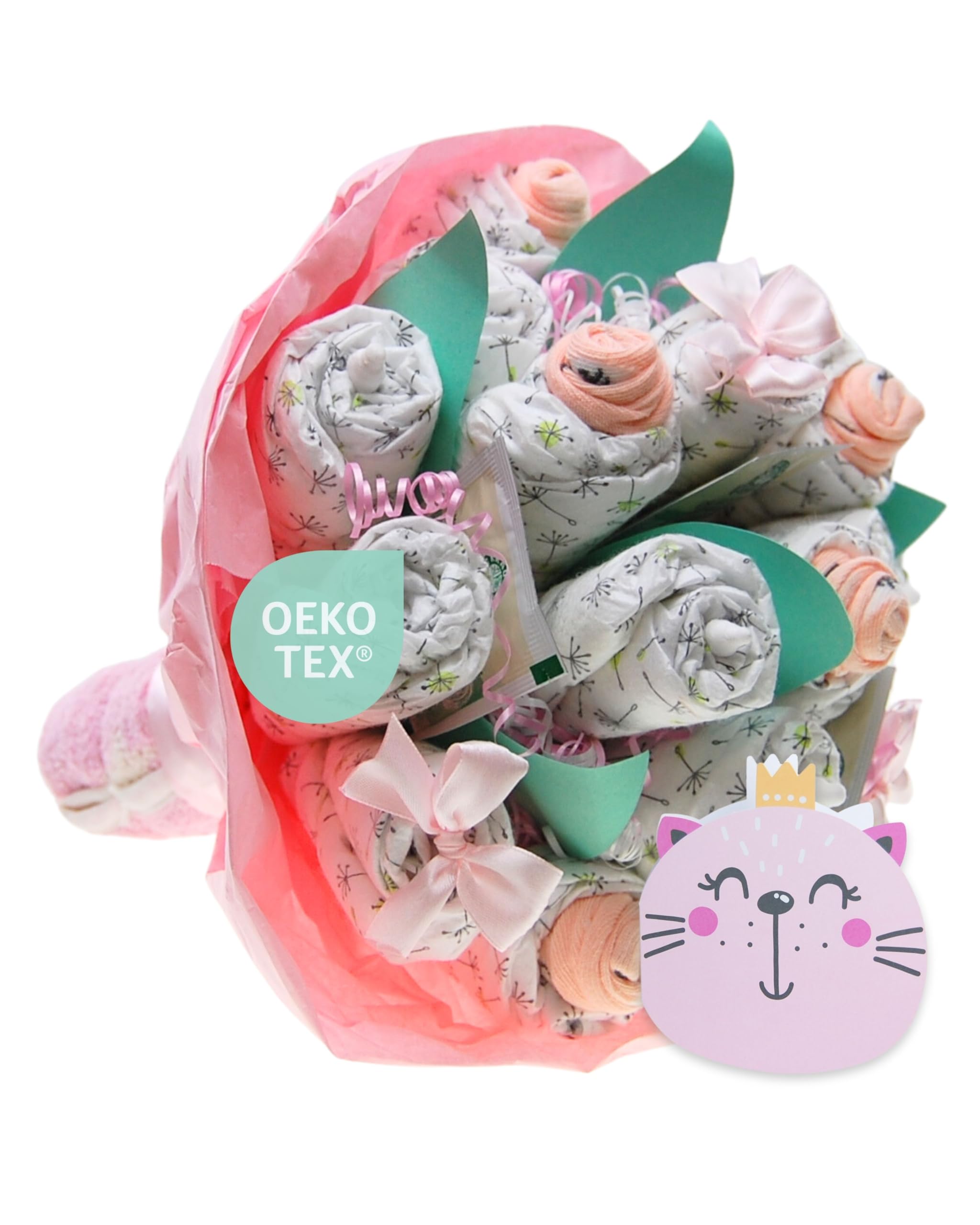 Tarta de pañales ® Ramo de Ramo de Ramo de Flores Niña Rosa [RUEGO DE FLORES] - Regalo de nacimiento - Baby Shower - Fiesta de Tirantes - Regalo para Bebé - Pañales - Comprar pastel ahora