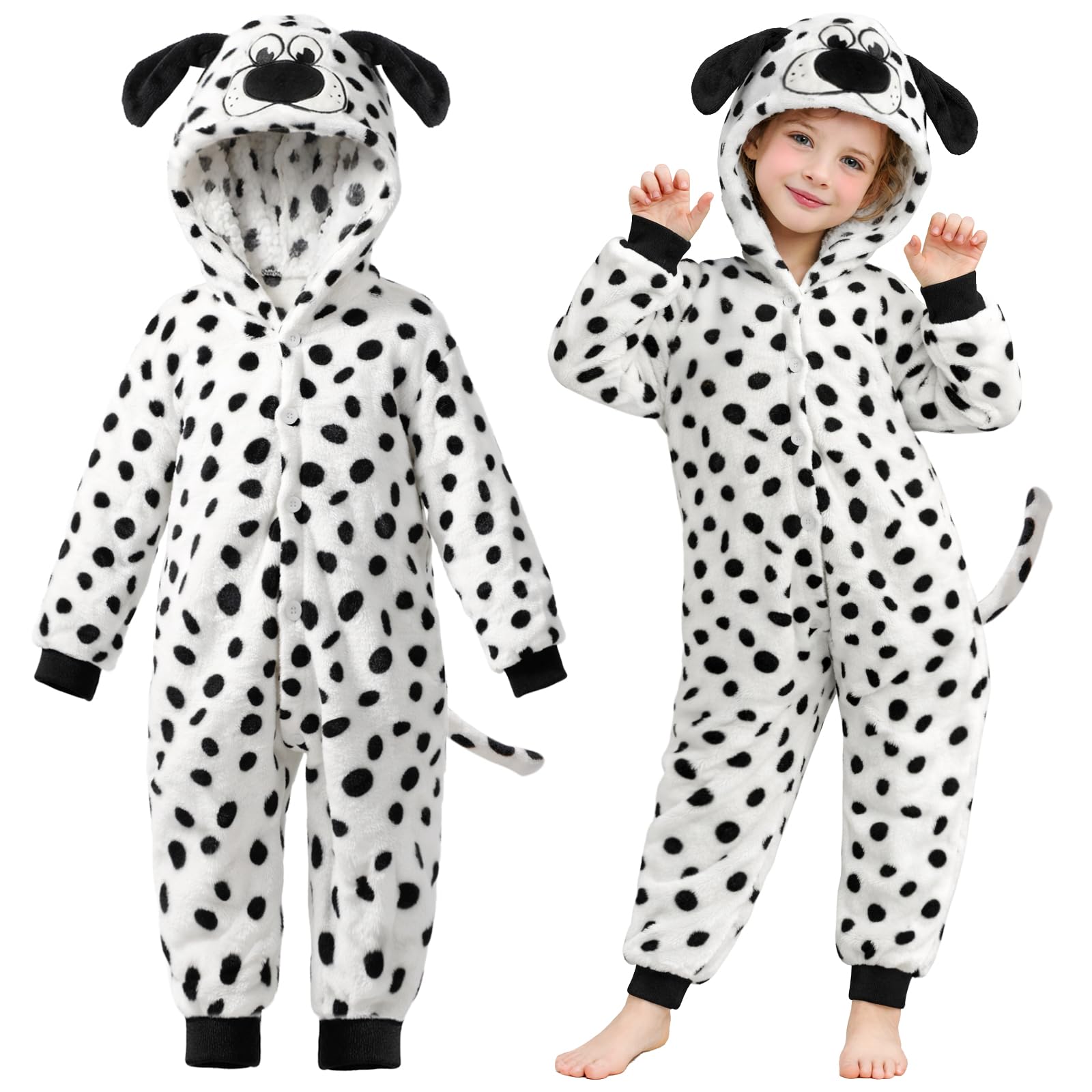 Beipegin Cat Costume for Kids Black Cat Leopard Dalmatian Animal Jumpsuit Animal Costume Onesie Toddler Halloween Dress Up