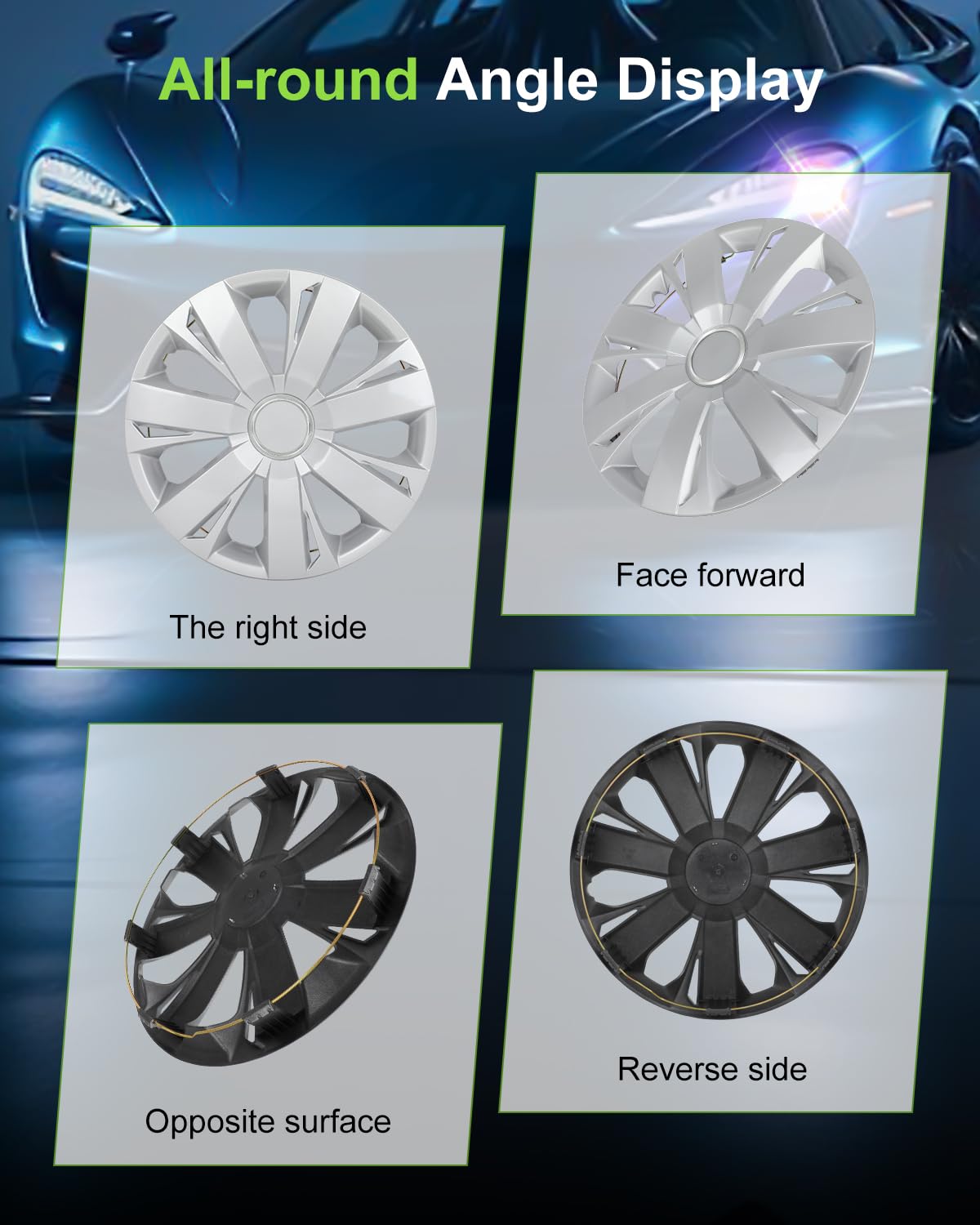 SCITOO Premium 16 Inch Hubcaps Set of 4 Wheel Rim Cover OEM Style Easy Snap On Car Truck SUV Hub Cap Replacement for Mazda,for Dodge,for Ford,for Honda,for Kia,for Mitsubishi,for Hyundai,etc.