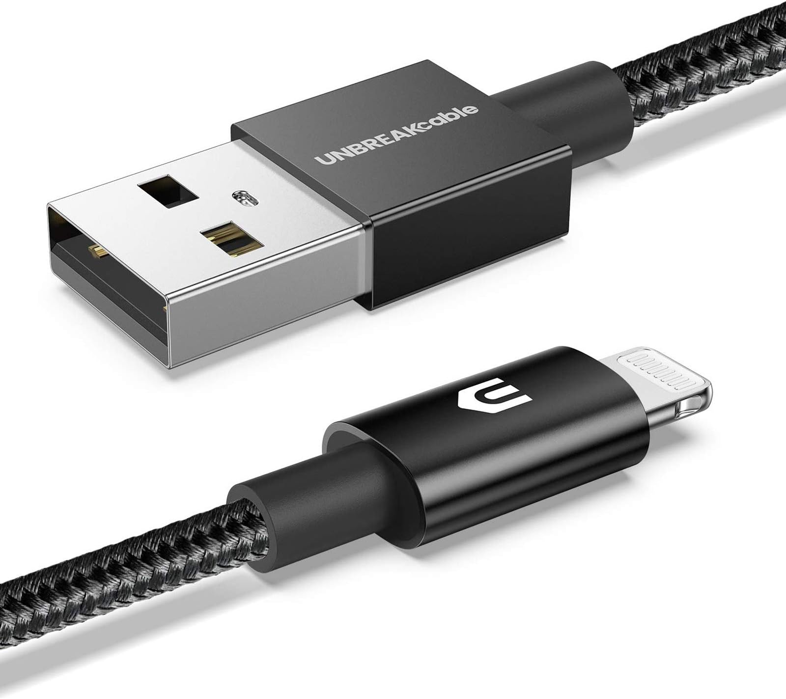 UNBREAKcable iPhone Charger Cable [6.6ft/2m, Upgraded C89 Apple MFi Certified] Nylon Braided Apple Charger USB Fast Charging Lightning Cable for iPhone 11 Pro Xs Max XR X 8 7 6s 6 SE 2020 iPad-Black