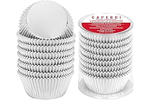 Caperci Foil Cupcake Liners: Silver Standard Size Baking Cups 150-Pack