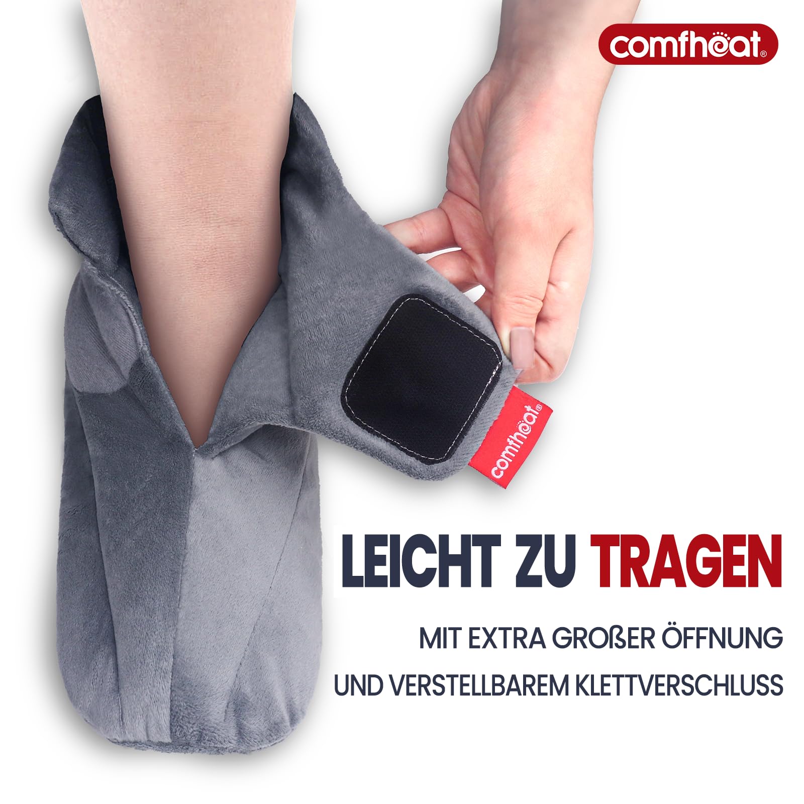 Mikrowellengeeignete Fußwärmer für Damen und Herren Mikrowellengeheizter Fußwärmer Feuchte Wärmetherapie für kalte Füße Lindert Steifheit, Muskelkater, Plantarfasziitis, Grau, L