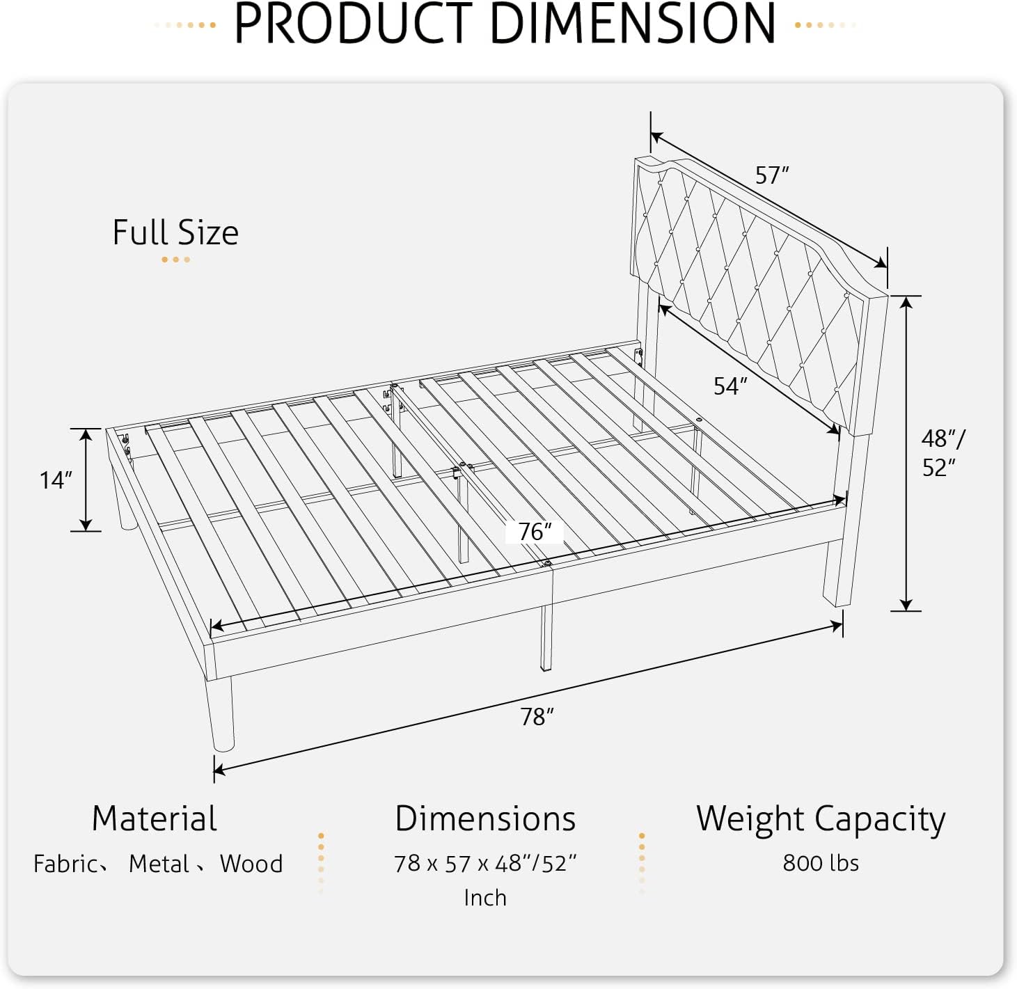 Buy SHA CERLIN Full Size Platform Bed Frame with Headboard, Curved