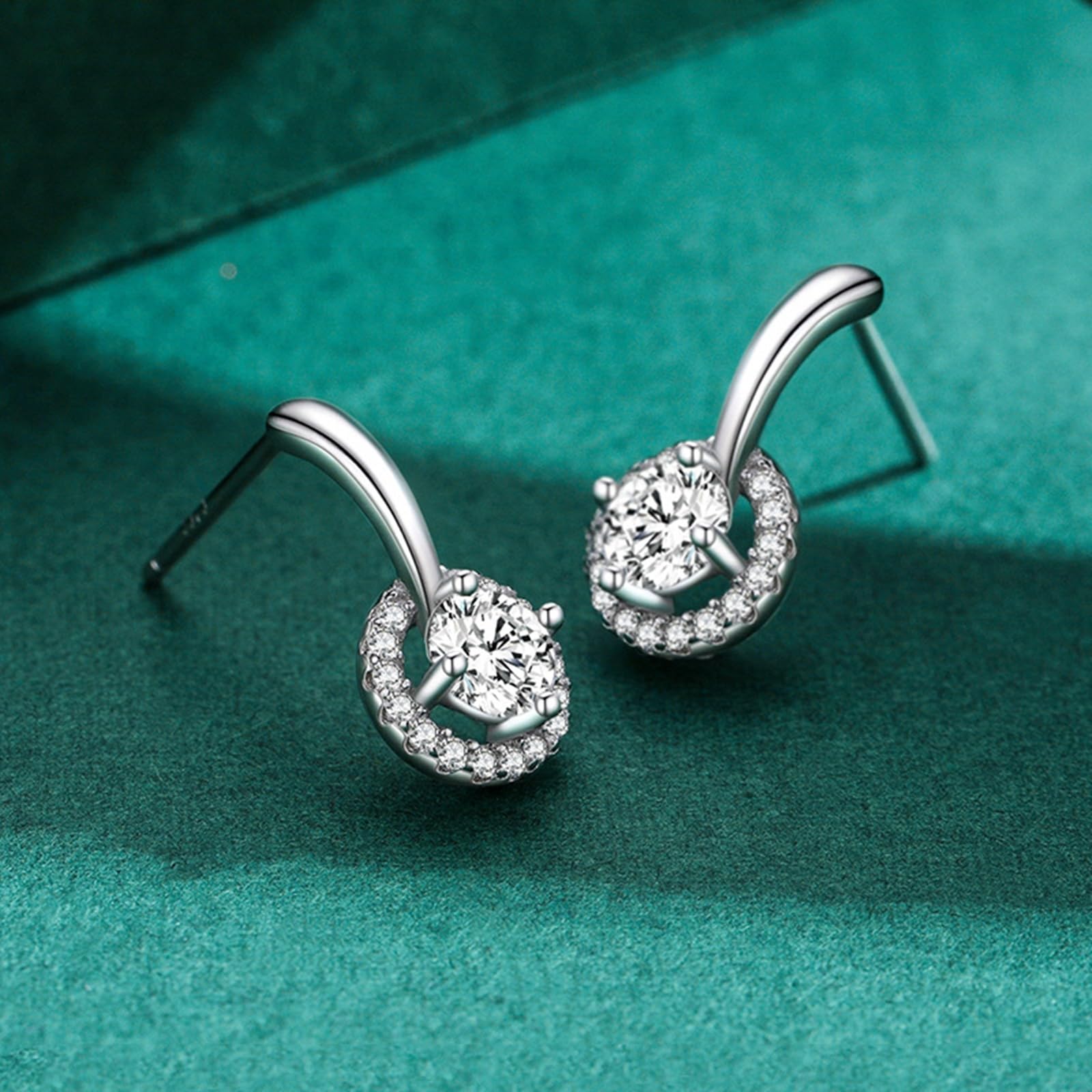 Kolczyki na sztyfcie, białe złoto, 750 585 375, prawdziwe złoto, damskie kolczyki damskie, okrągłe okrągłe kolczyki Moissanite, biżuteria na wesele, dla panny młodej, białe złoto