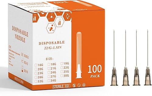 Miniatura 1 de Aguja desechable Luer Lock, paquete de 100 (22G-1.5 pulgadas)