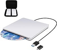 Vista 8 de Guamar Unidad externa de CD y DVD: Grabador de CD USB-C Reproductor de DVD portátil Lector de discos para PC portátil MacBook Mac Windows 11/10