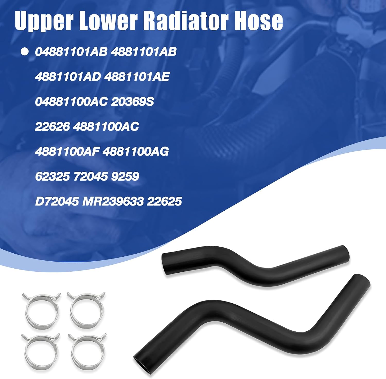 Upper and Lower Radiator Coolant Hose 4881101AB 4881101A Fit for Dodge Caravan Grand Caravan Chrysler Voyager Town&Country 3.3L 3.8L 2001-2007