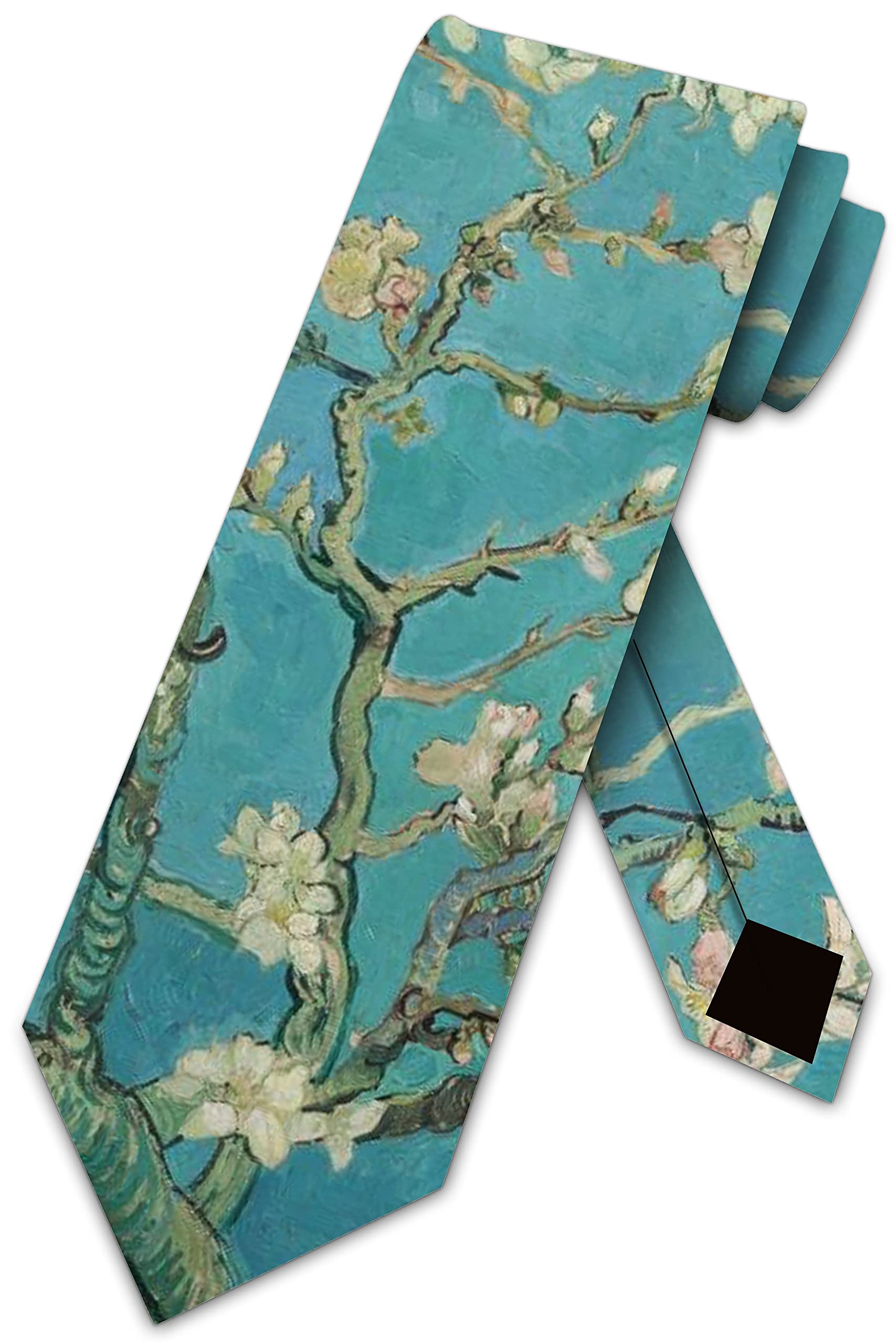 Atourdealss Men's As Shown Abstract Ties Art Neckties Almond Blossom Floral Tie, Blue, One Size