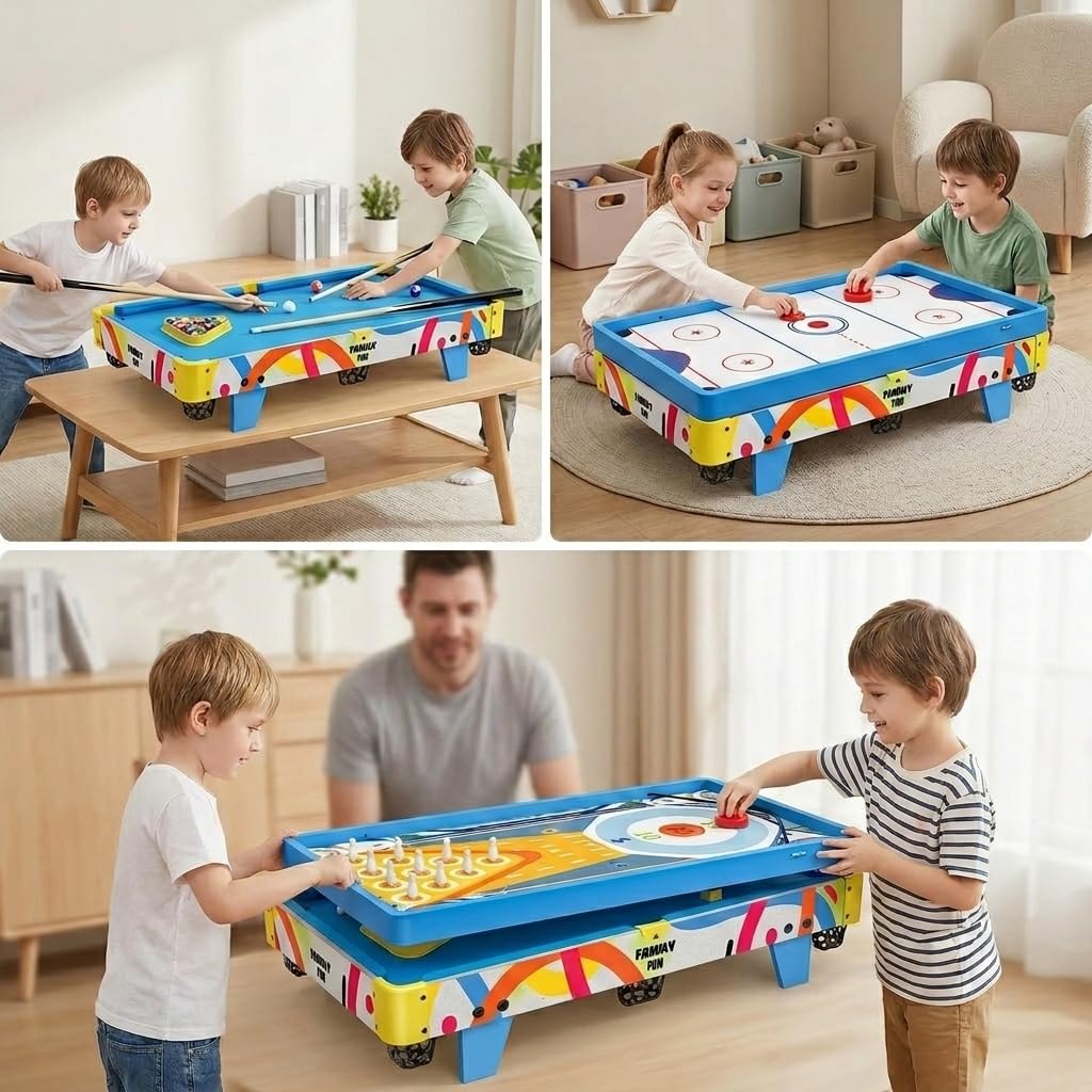 Tavolo Multigioco per Bambini: Calcio Combinato, Biliardo, e Hockey su Ghiaccio per Divertimento in