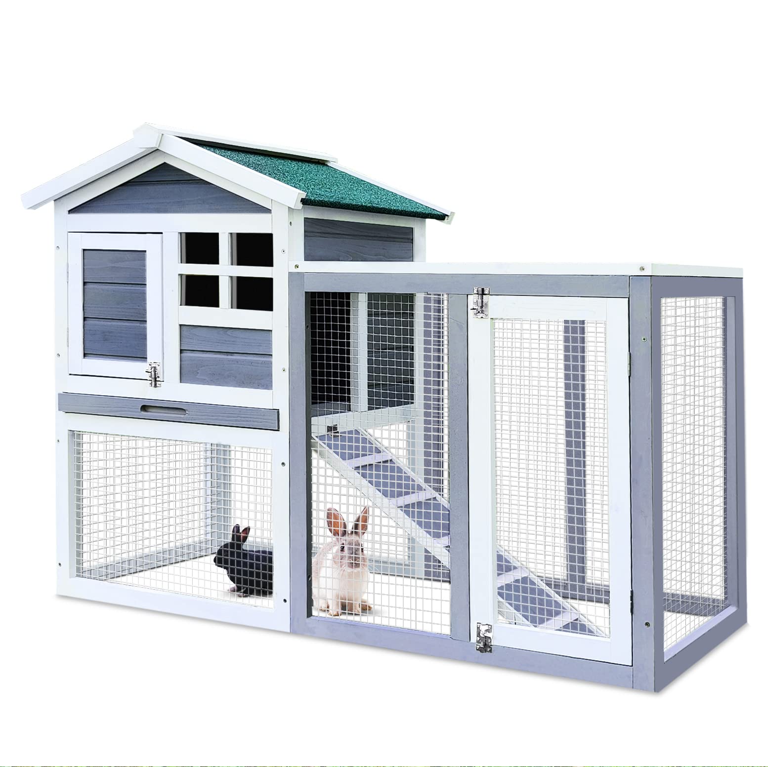 Buy RUNVA Wood Rabbit Hutch Indoor Bunny Cage Outdoor Pet House with