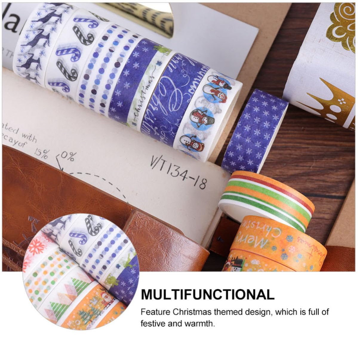 BESPORTBLE 96 Rollos Cinta Washi Navideña Creativa para Manualidades,