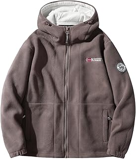 [Manatsulife] メンズ ポーラー フリース ジャケット フード付き ロッカー フリース フルジップジャケット 暖かい アウター アウトドア 保温 防寒 防風 秋 冬服 WT9819