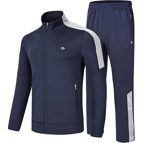 MoFiz Men's Tracksuits Set Full Zip Running Sweatsuit For Men Long Sleeve Causal 2 Piece Outfits Jogging Suits