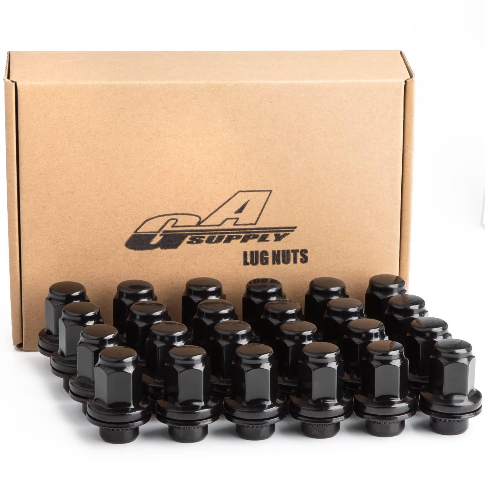 GAsupply Black M14x1.5 Lug Nuts, 1.9 Inch 48mm Length, 7/8" 22mm Hex, OEM Factory Style Replacement Mag Seat 14mmx1.5 Wheel Lug Nuts, 24pcs