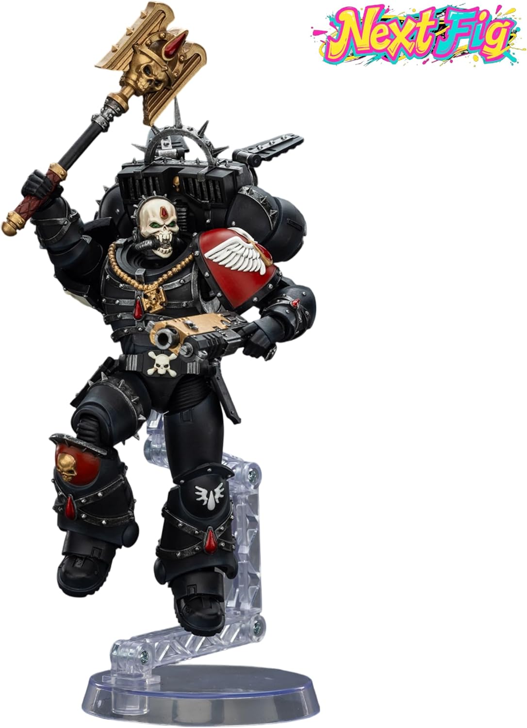 JOYTOY Blood Angels Lemartes Warhammer 40K 1/18 Action Figures Blood Angels Lemartes with Jump Pack Blood Crozius and Absolver Bolt Pistol Collectible Model 4.8Inch Gifts