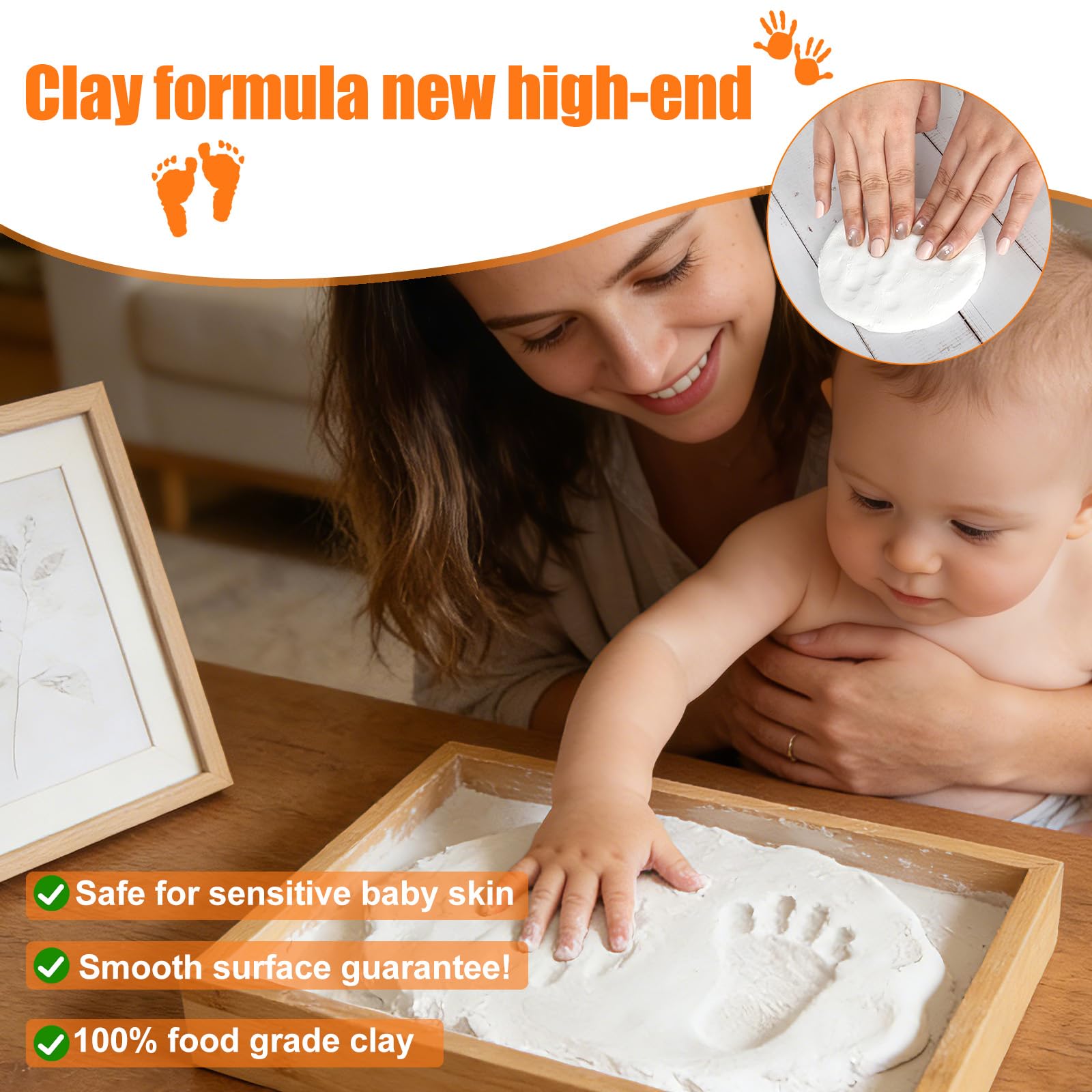 Rzspher Baby Hand and Footprint Kit, Baby Photo Frame Clay Kit - Image 3