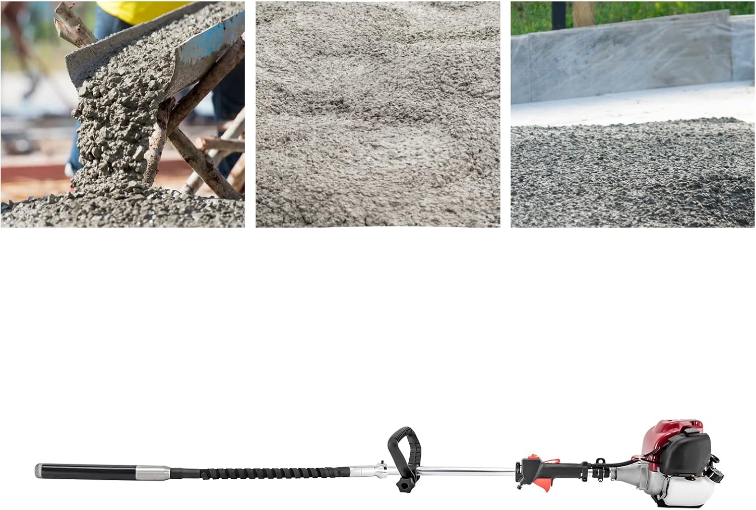 Portable Concrete Vibrator Tool 4 Stroke 35.8CC Gas Powered Concrete Vibration Straight-Rod,Handheld Gasoline Engine Concrete Vibrating Machine Cement Mixer for Building Bridge Road Construction