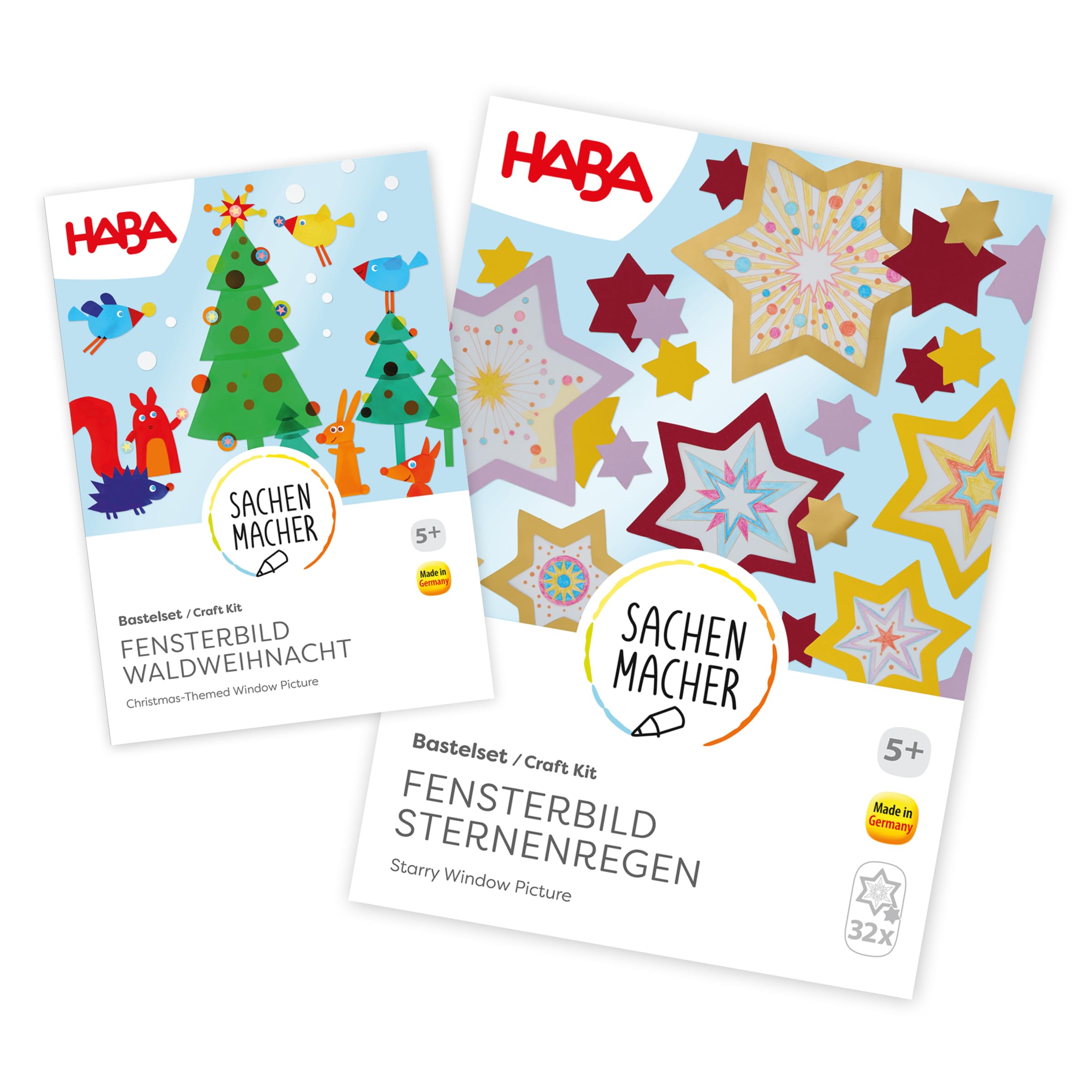 HABA Sachenmacher Set Lavoretti Autunnali Fai Da Te Per Bambini Dai 5 Anni | 2 Kit Decorazioni Finestra Con Animali Del Bosco | Carta E Pellicola Trasparente - 2
