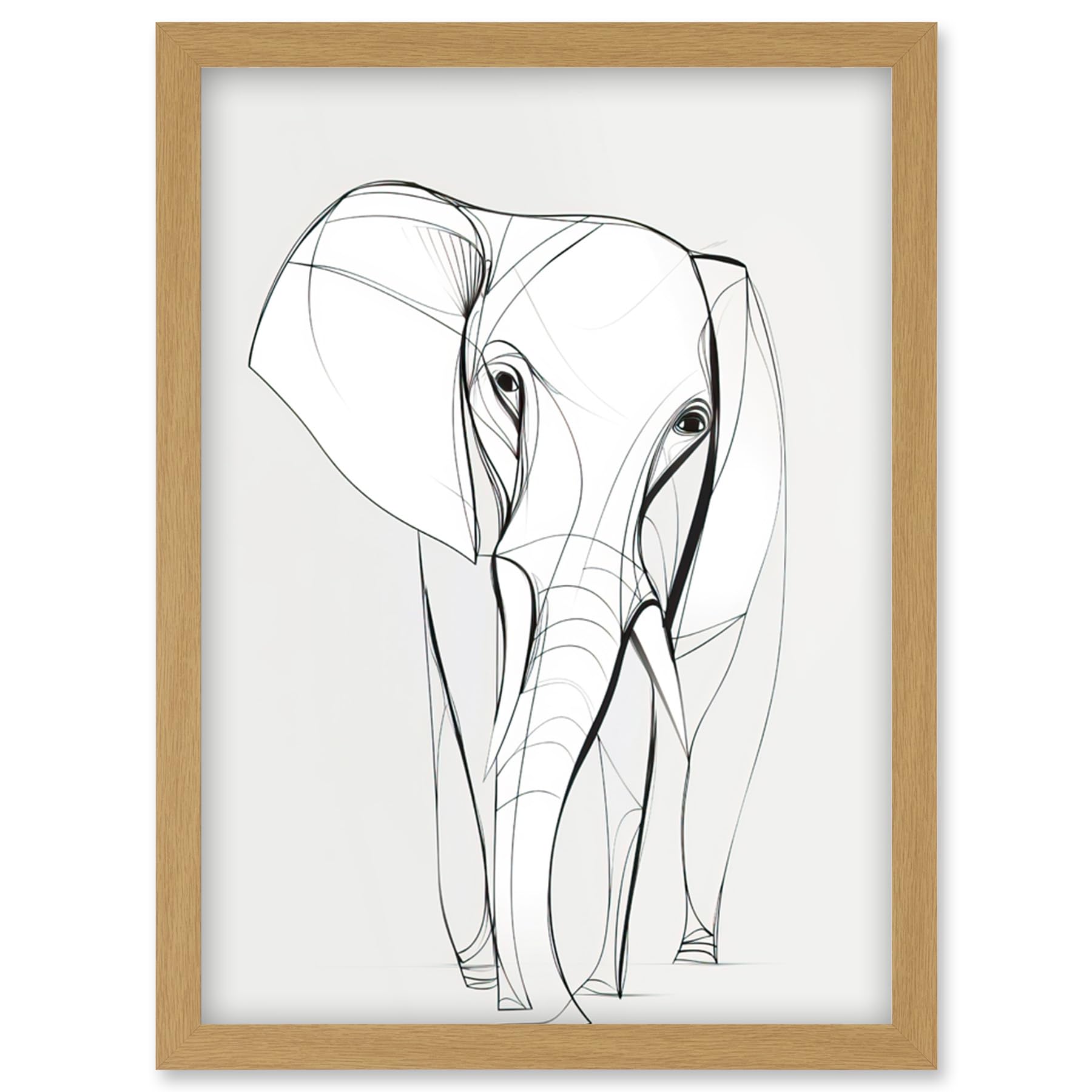 Artery8 Elephant Minimal Line Simple Drawing Illustration Artwork Framed Wall Art Print A4