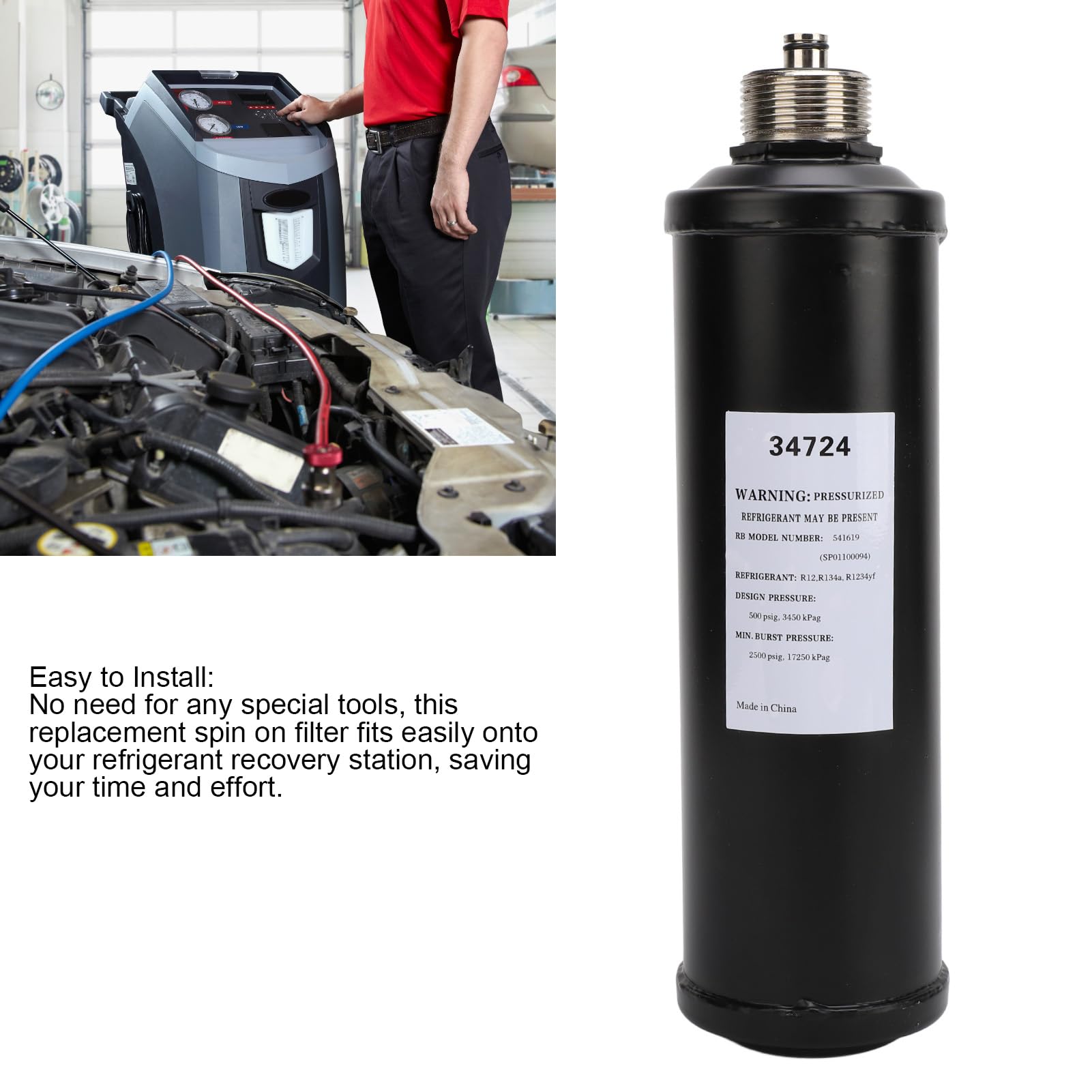 AC-Maschinenrecycling-Spin Am Trocknerfilter, Ersatz für 17700-2K 541619, Maximale Ablagerungsentfernung für Wechselstromstationen mit OE-Nummer 34724 für Rob34288,