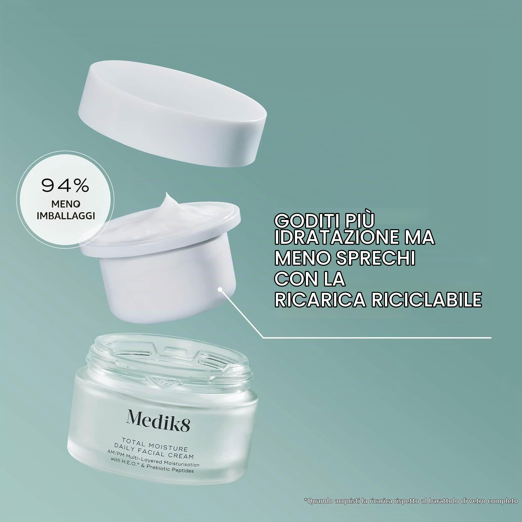 Medik8 Total Moisture Daily Facial Cream™ – Crema idratante all'acido ialuronico, crema viso giorno e notte, Idratazione istantanea, profonda e duratura clinicamente testata, Senza profumo per tutti i